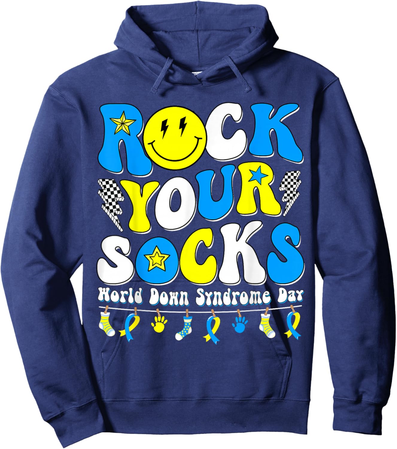 Rock Your Socks World Down Syndrome Awareness Day WDSD Hoodie - Hoodie | Navy
