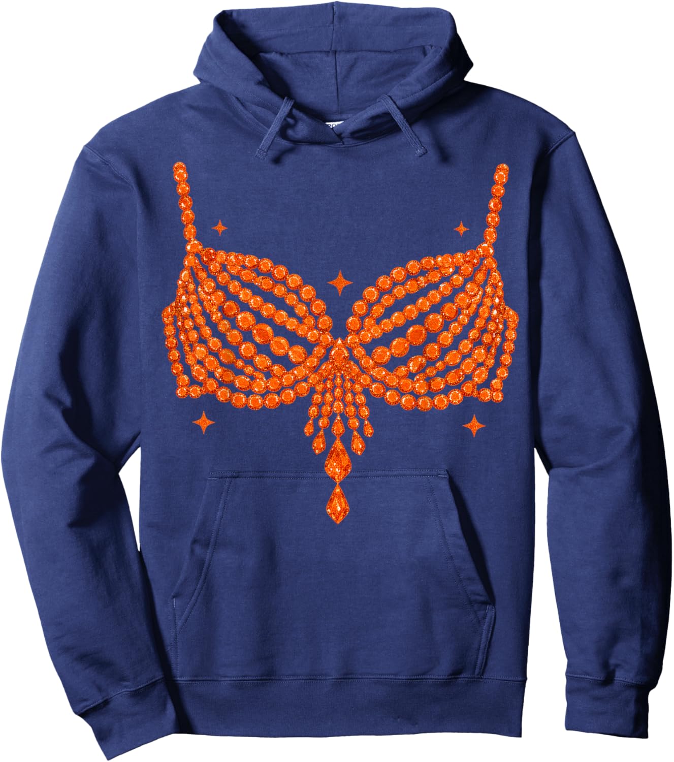 Halloween Funny Showgirl Orange Crystal Bra Lazy Costume Hoodie - Hoodie | Navy
