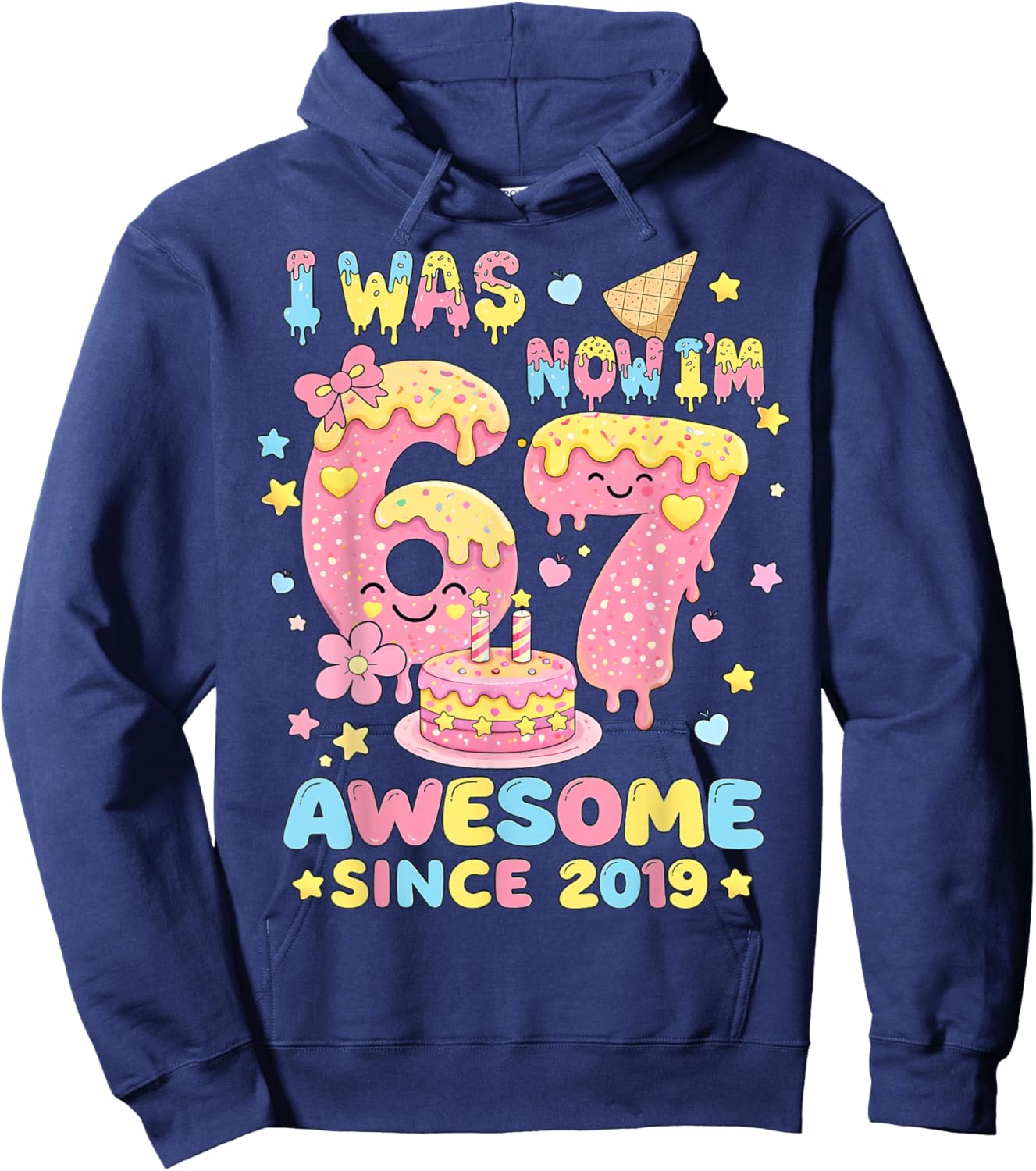 I was 6 Now I'm 7 Birthday Girl Gift Boys Girls Kid Hoodie - Hoodie | Navy