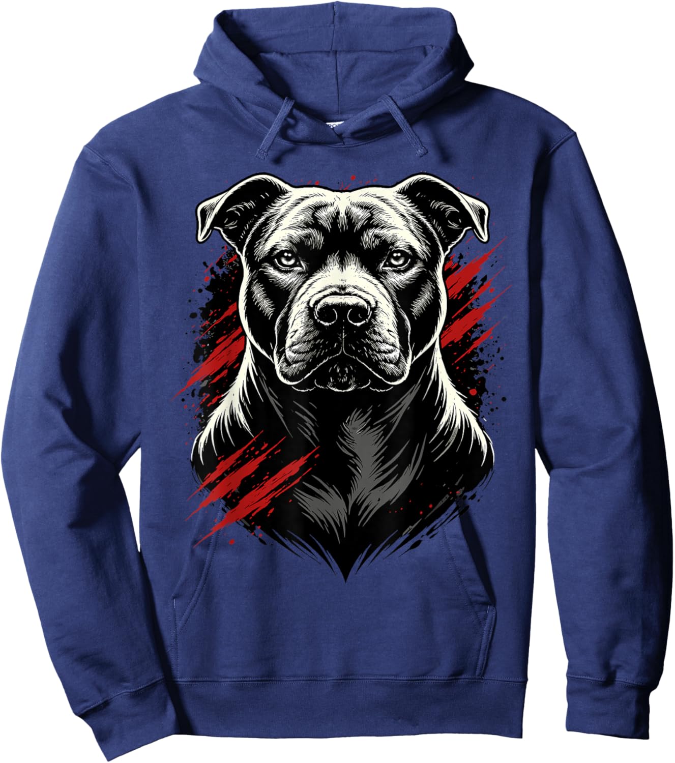 Pitbull Portrait Grunge Splatter American Bully Ink Style Hoodie - Hoodie | Navy