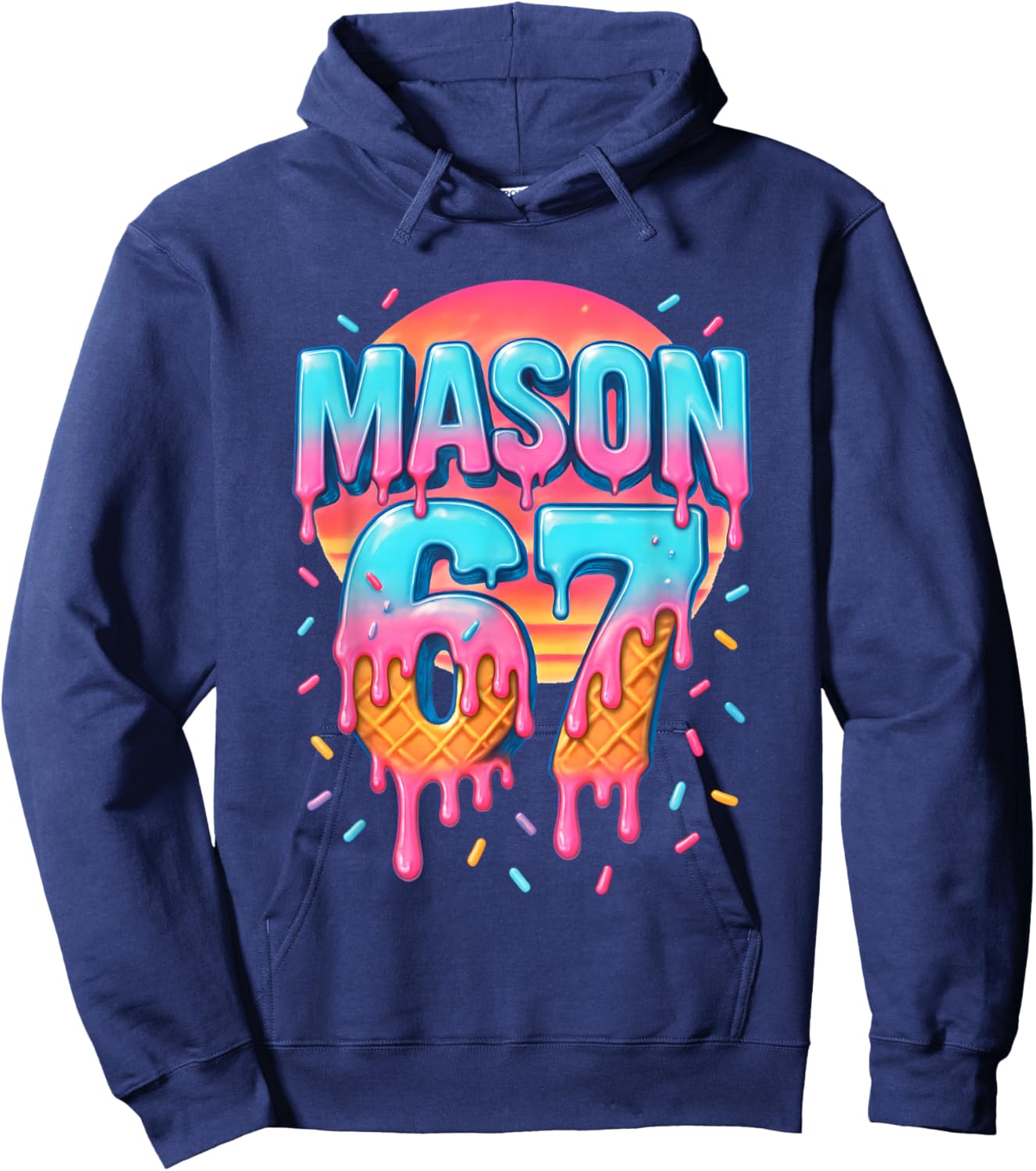 Mason 67 Costume Ice Cream Baseball Drip 6 7 Meme Six Seven Hoodie - Hoodie | Navy