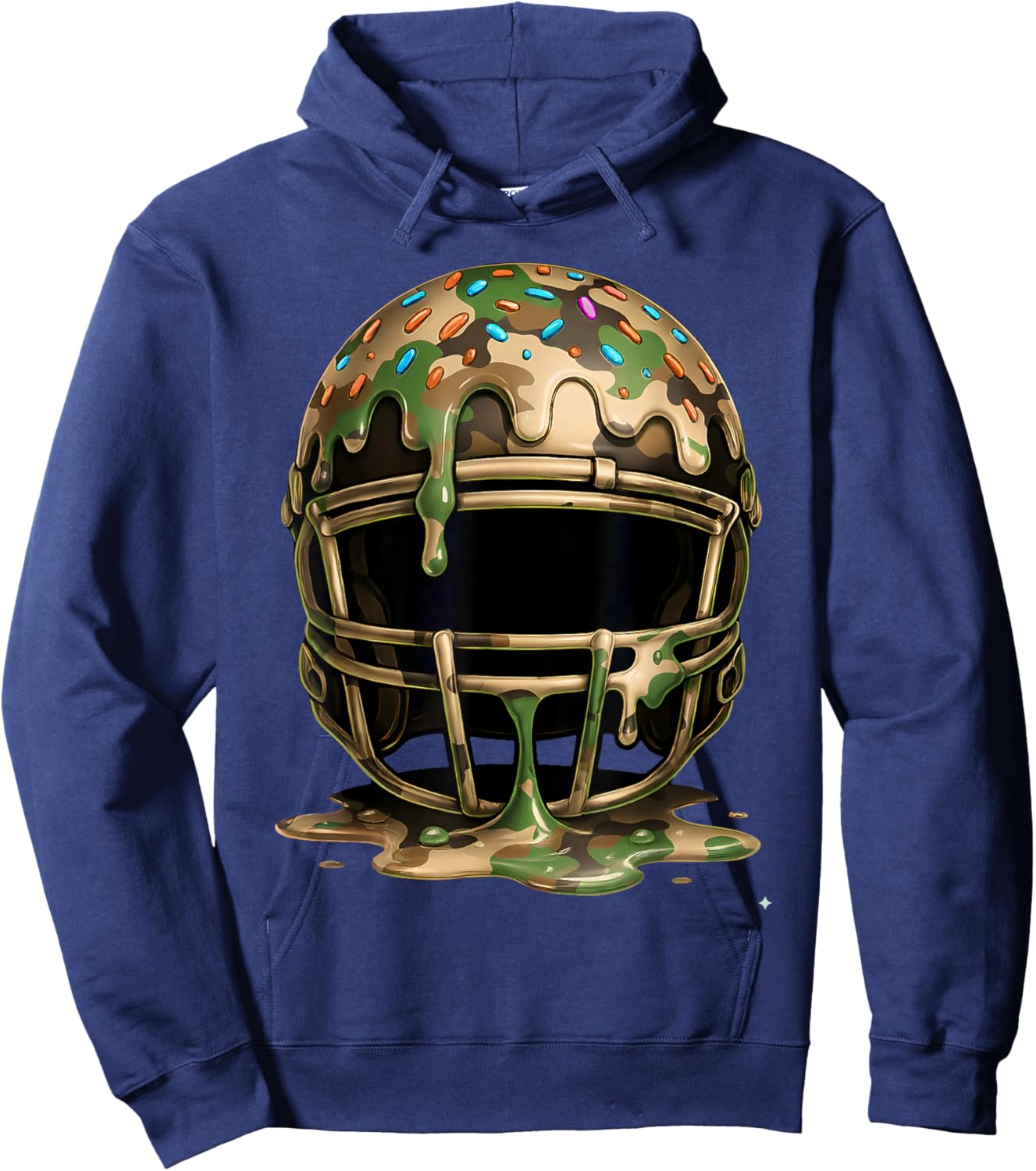 Camouflage Football Drip Boys Ice Cream Dripping Camo Boys Hoodie - Hoodie | Navy