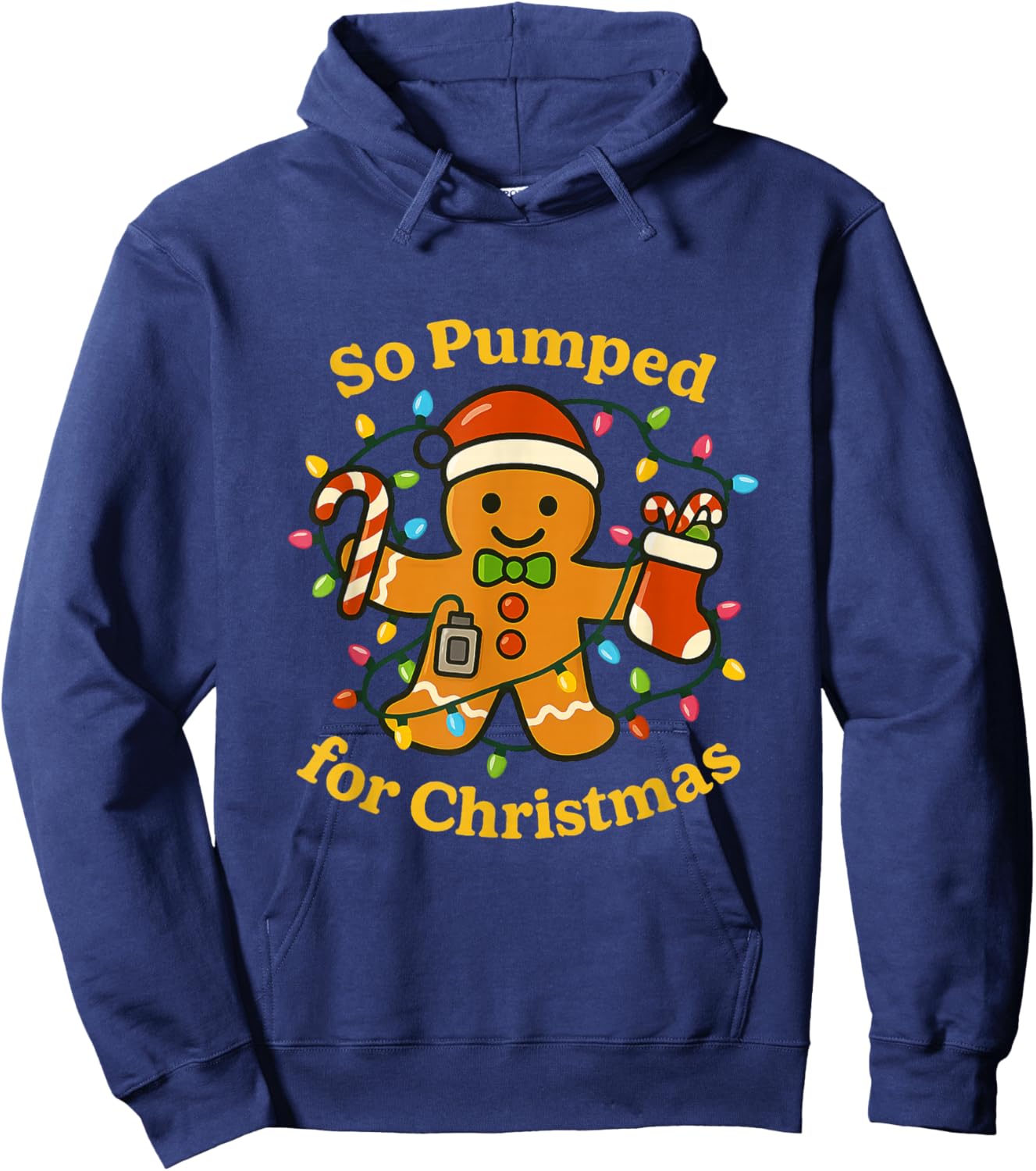 So Pumped for Christmas T1D Funny Diabetic Gingerbread Hoodie - Hoodie | Navy