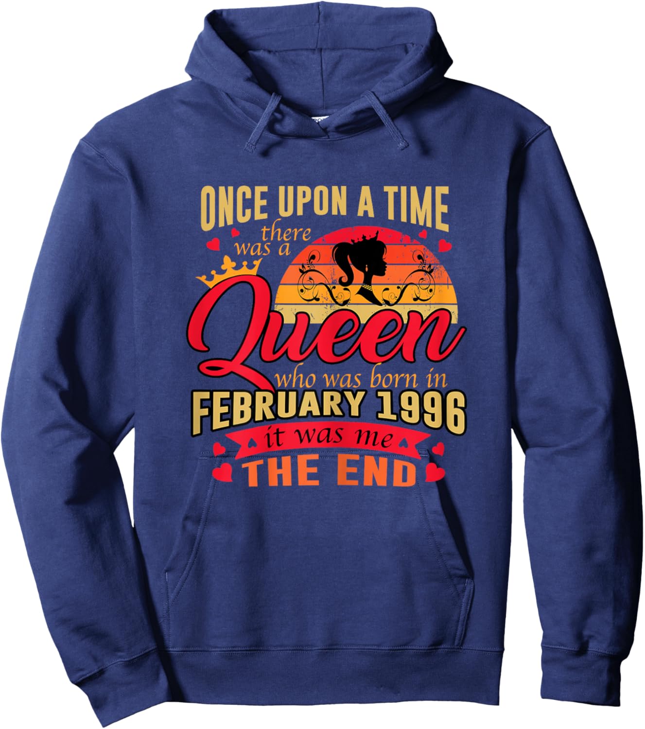 30th Birthday Gift A Queen Born in February 1996 30 Yrs Old Hoodie - Hoodie | Navy