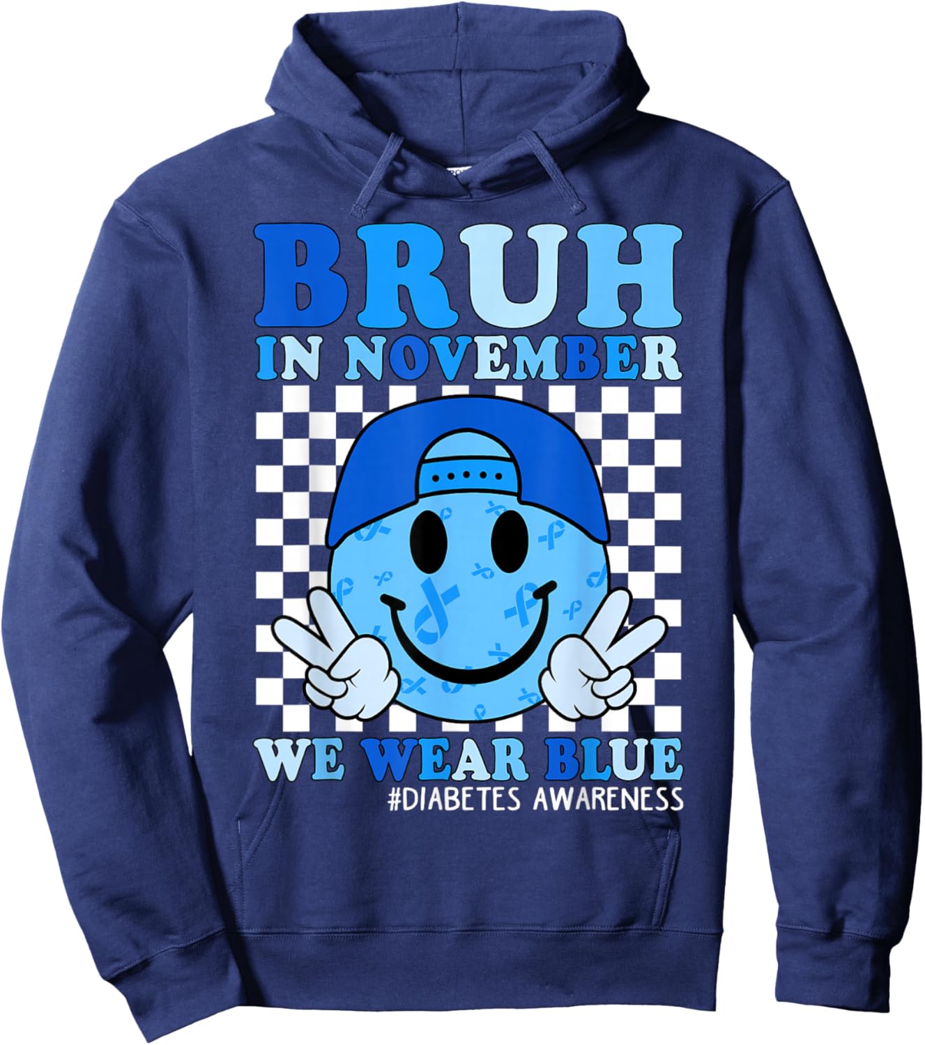 Boys Bruh in November We Wear Blue Diabetes Awareness Kids Hoodie - Hoodie | Navy