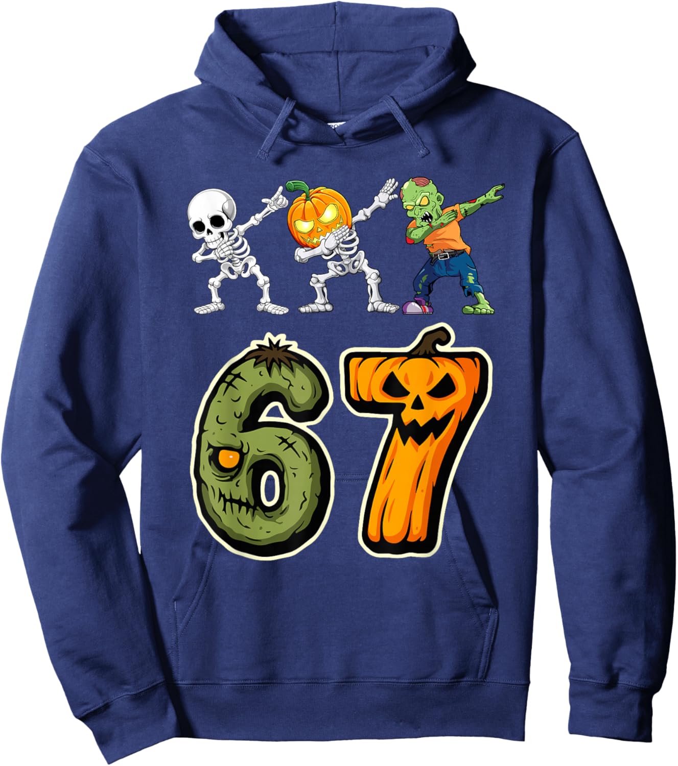 Dabbing Halloween Boys Six Seven 67 Meme Funny Kids Costume Hoodie - Hoodie | Navy