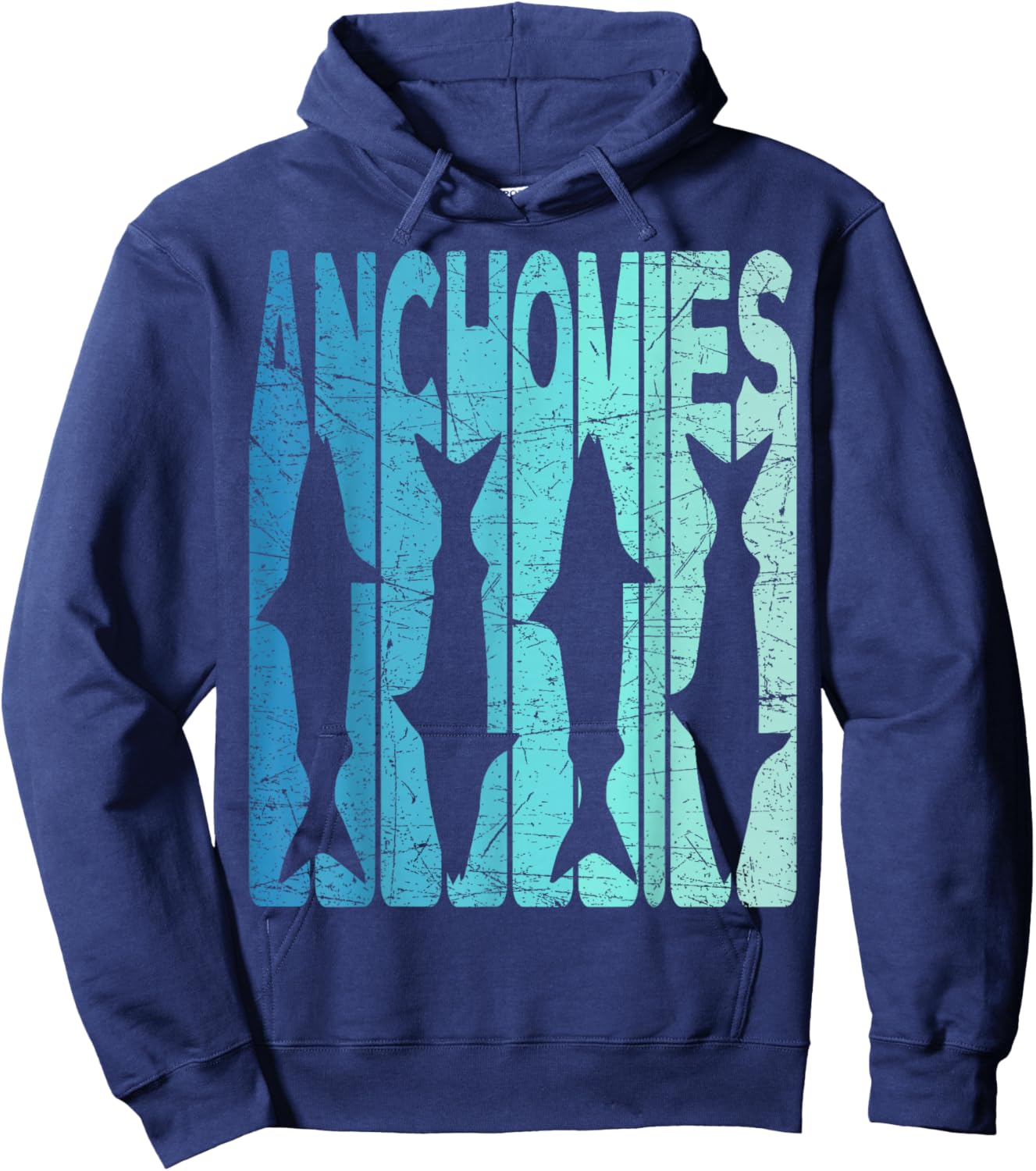 Anchovies Vintage Anchovies Fishing Retro Seafood Hoodie - Hoodie | Navy