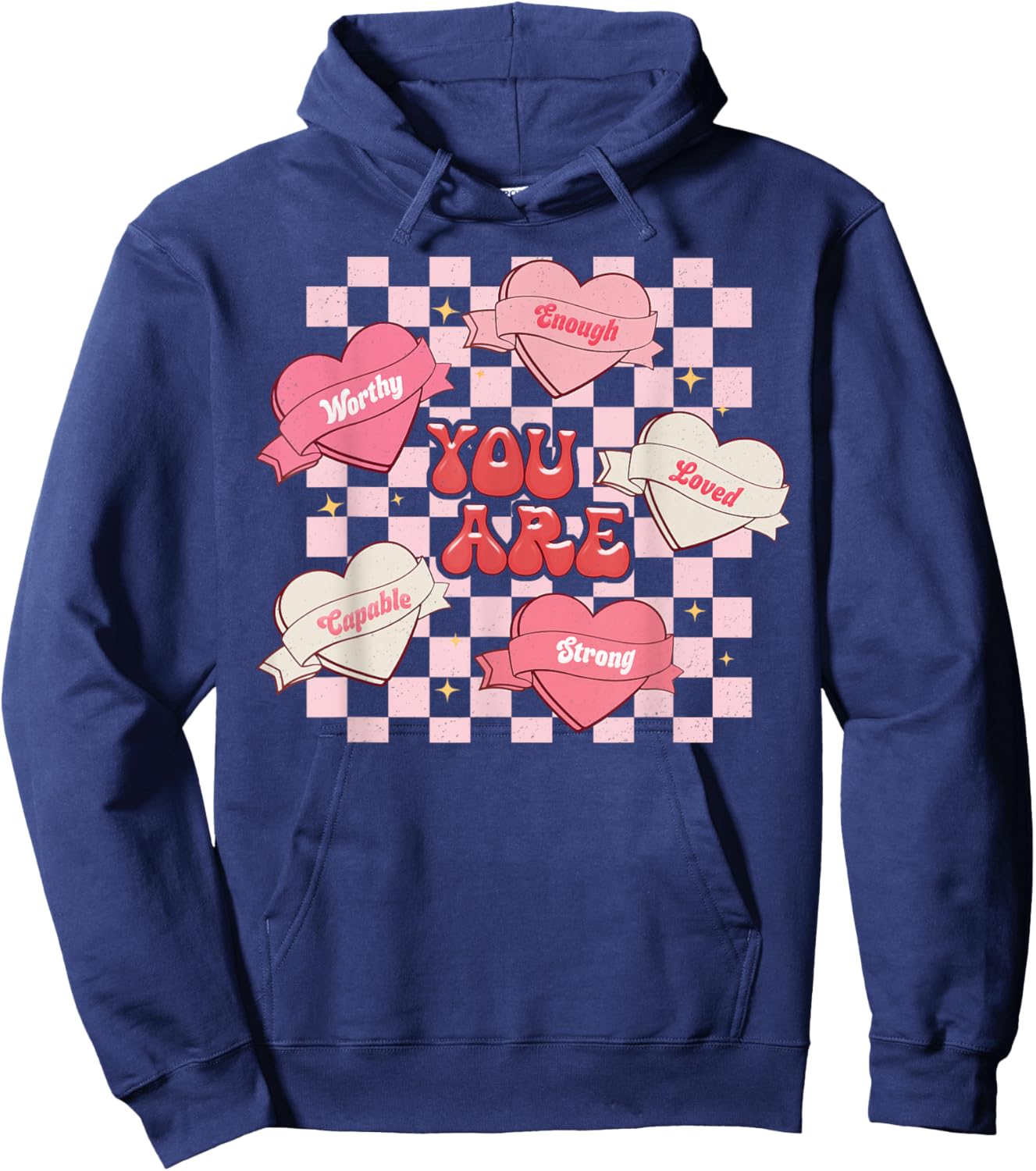 You are Enough Candy Heart Love Valentine Women Teacher Kids Hoodie - Hoodie | Navy