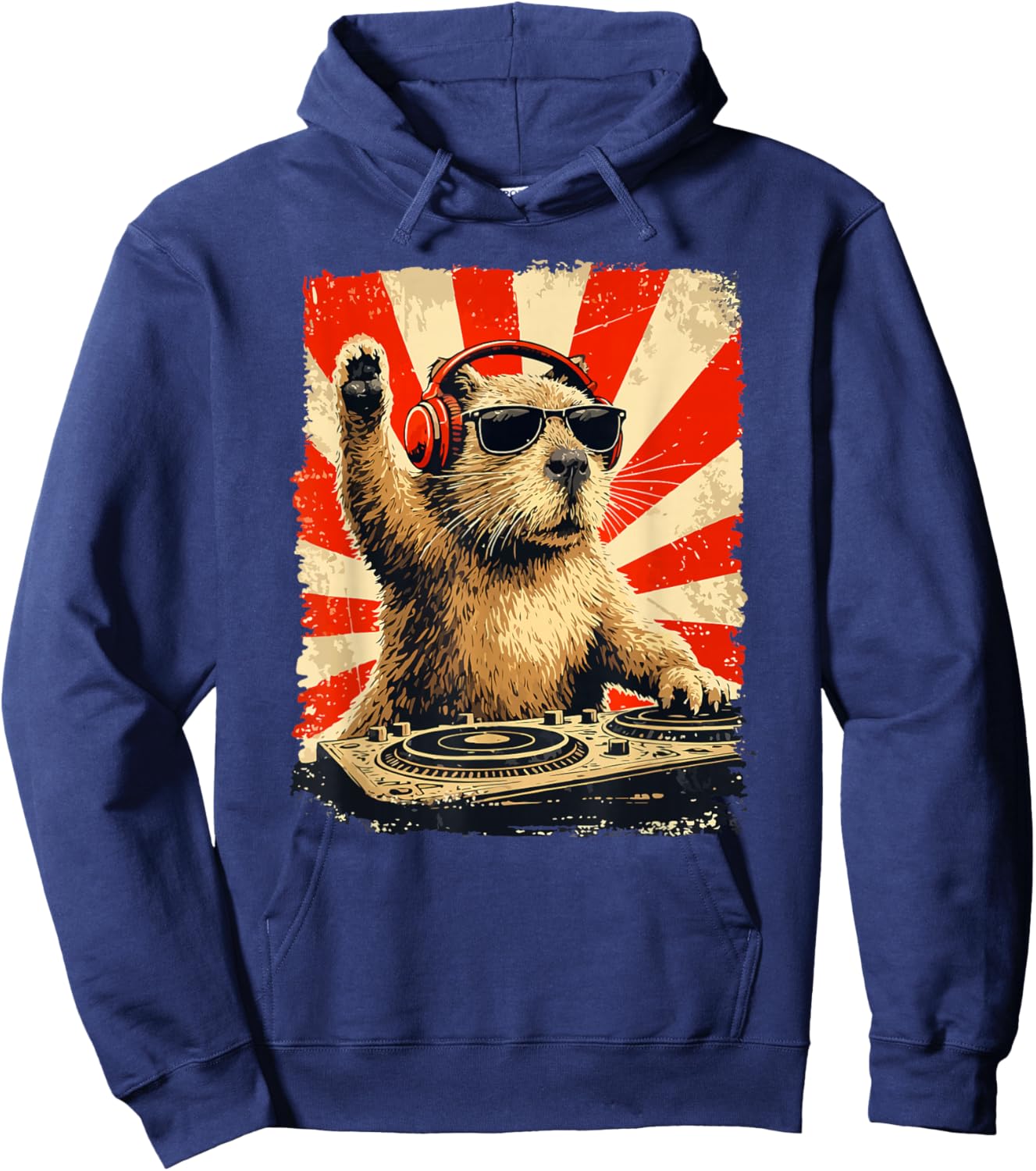 DJ Capybara Disco Sound Tech Headphone Music Capybara Gifts Hoodie - Hoodie | Navy