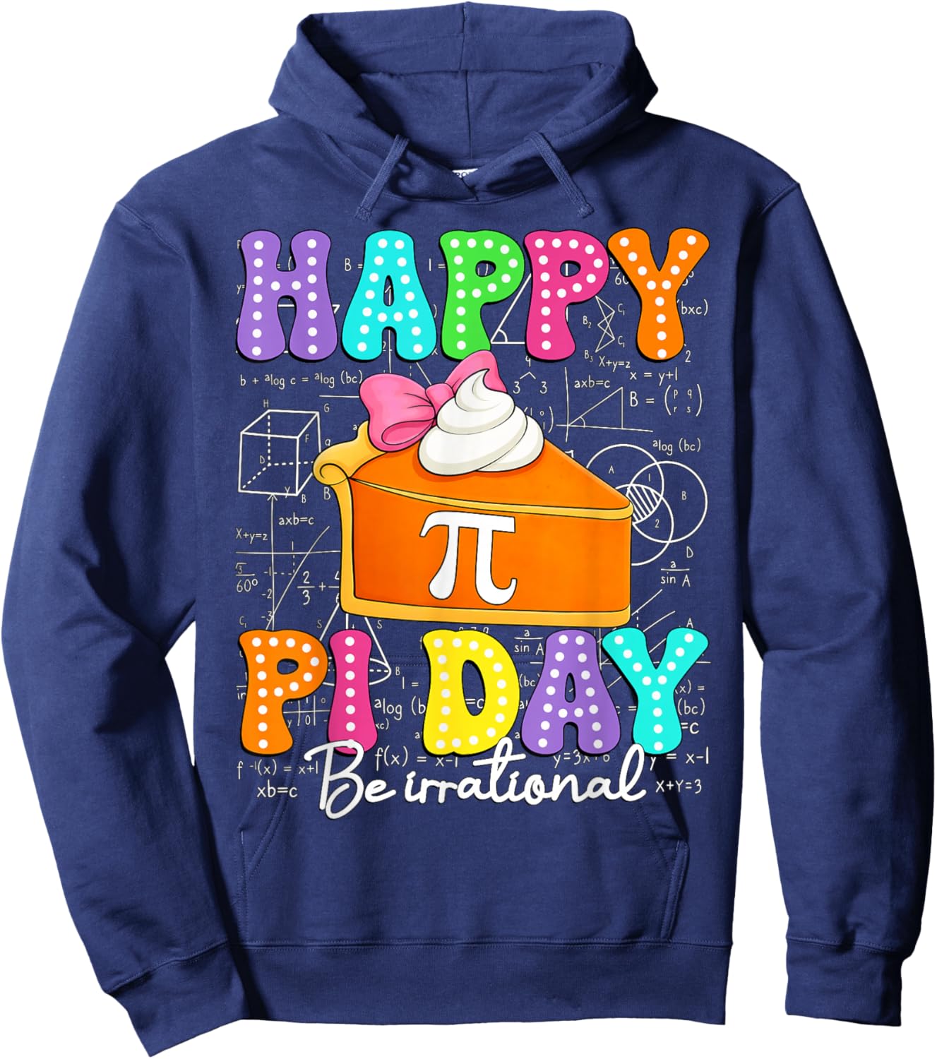Happy Pi Day Be Irrational Funny Math Lover Coquette Bow Kid Hoodie - Hoodie | Navy