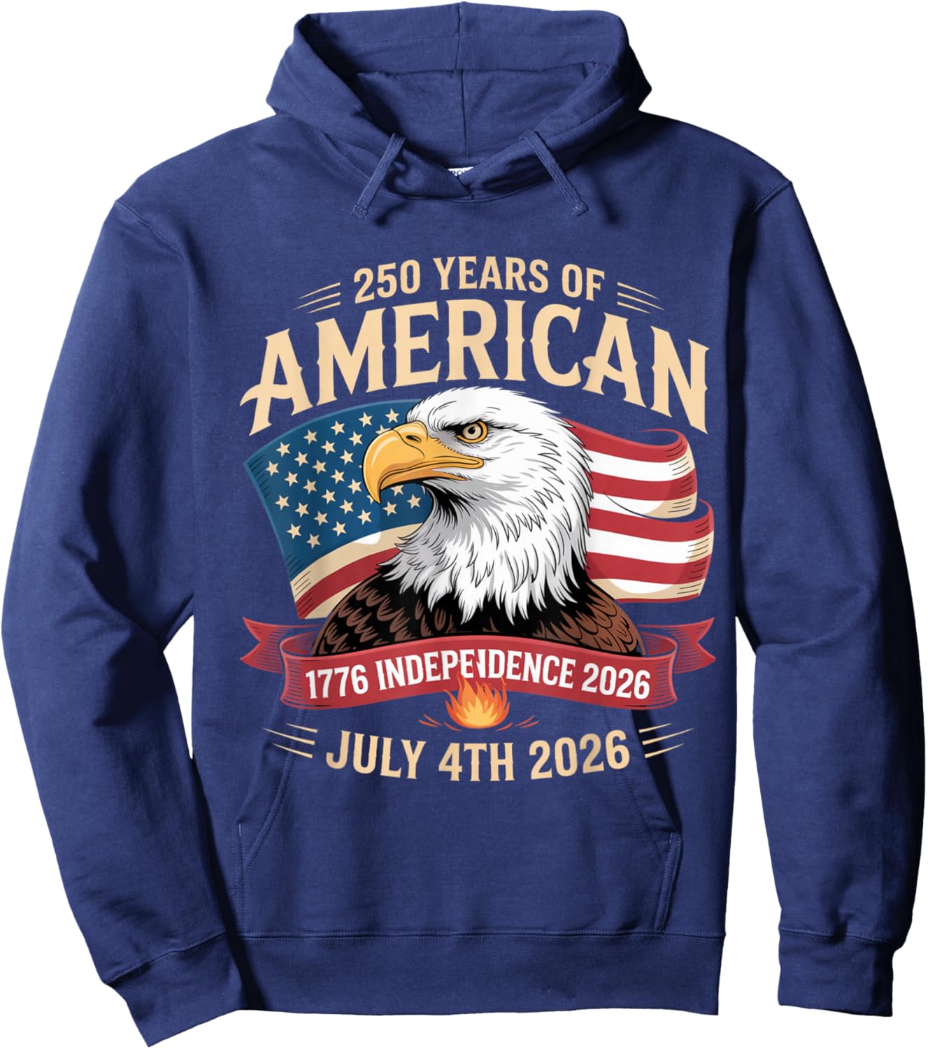 Years of Freedom American Flag Design 250 Celebration 2026 Hoodie - Hoodie | Navy