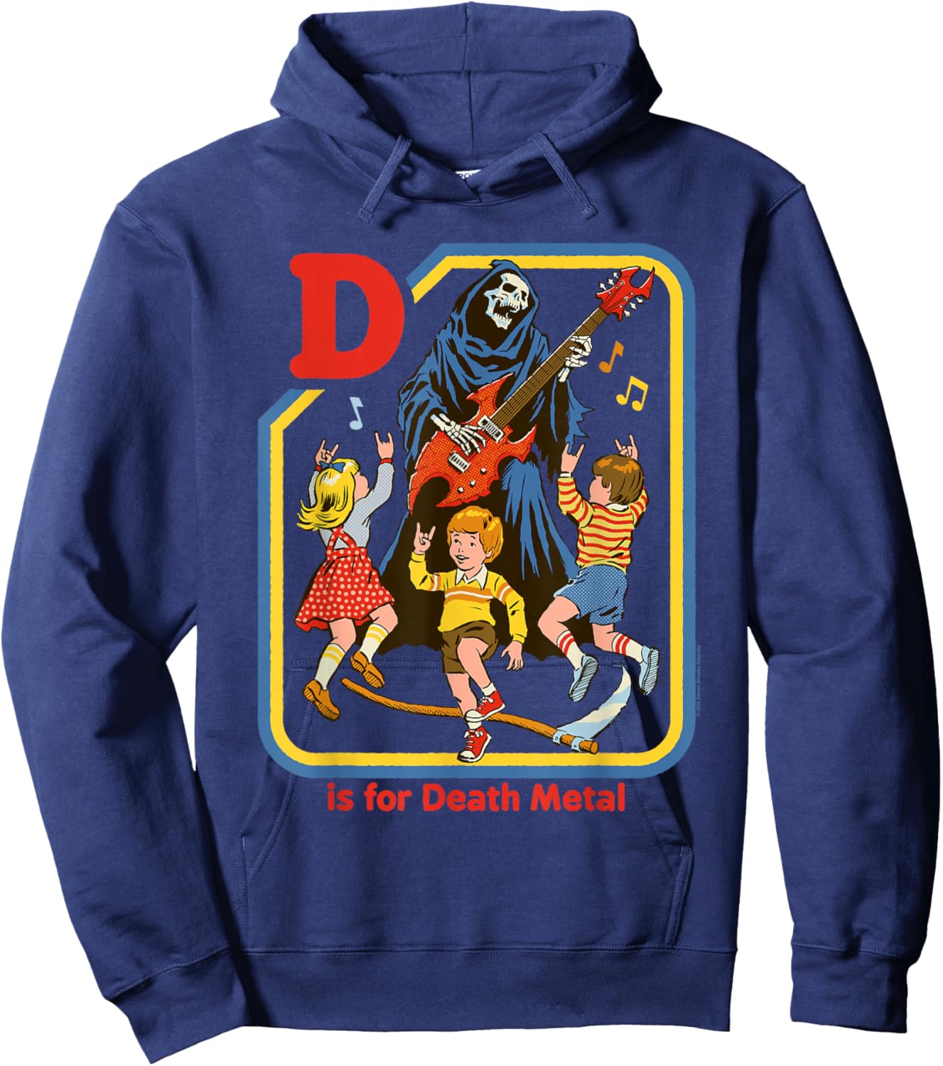 Steven Rhodes D is for Death Metal Grim Reaper Retro Humor Hoodie - Hoodie | Navy