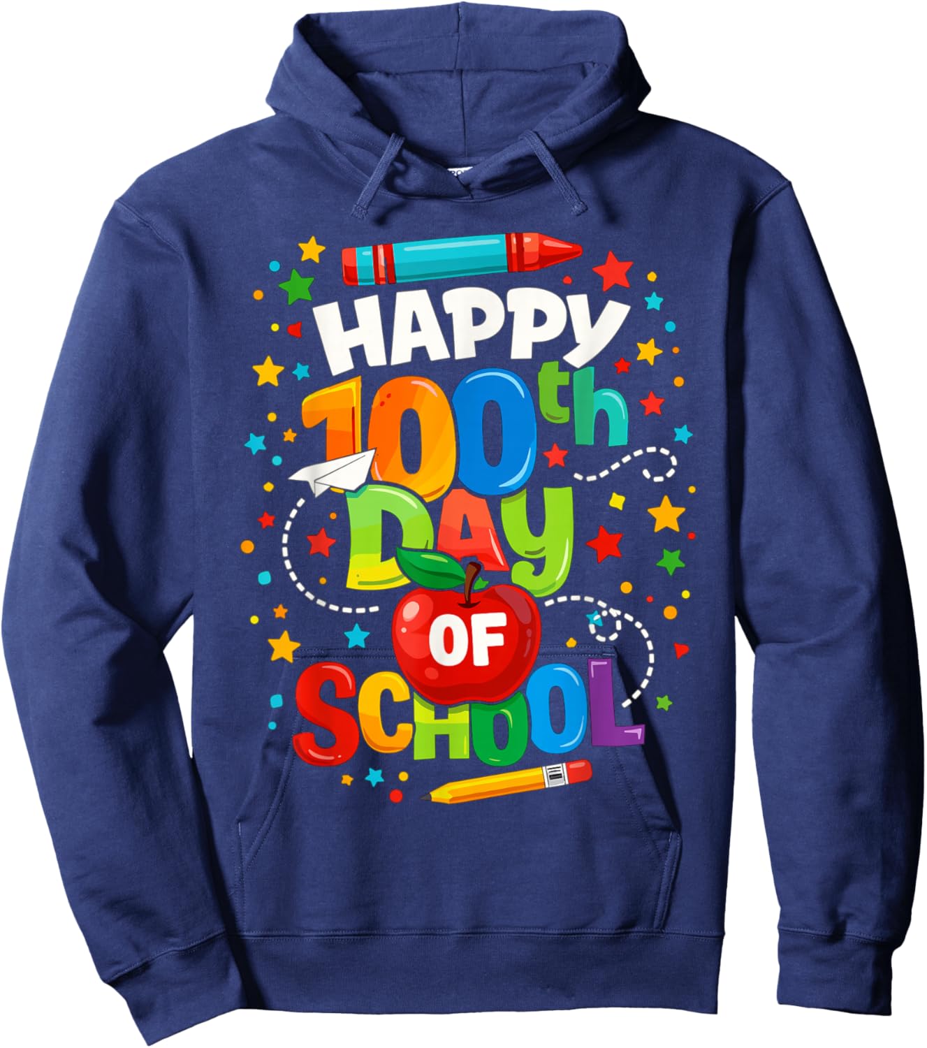 Happy 100th Day of School Cute for Kids Students Teachers Hoodie - Hoodie | Navy