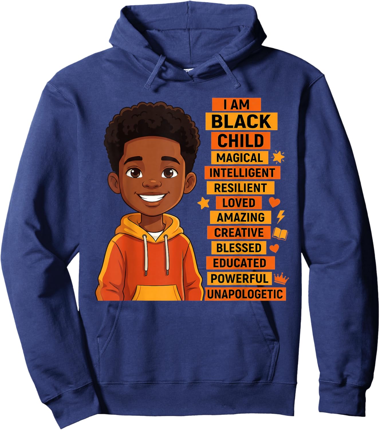 I'm Black History Month Shirt Boys Kids African American Hoodie - Hoodie | Navy