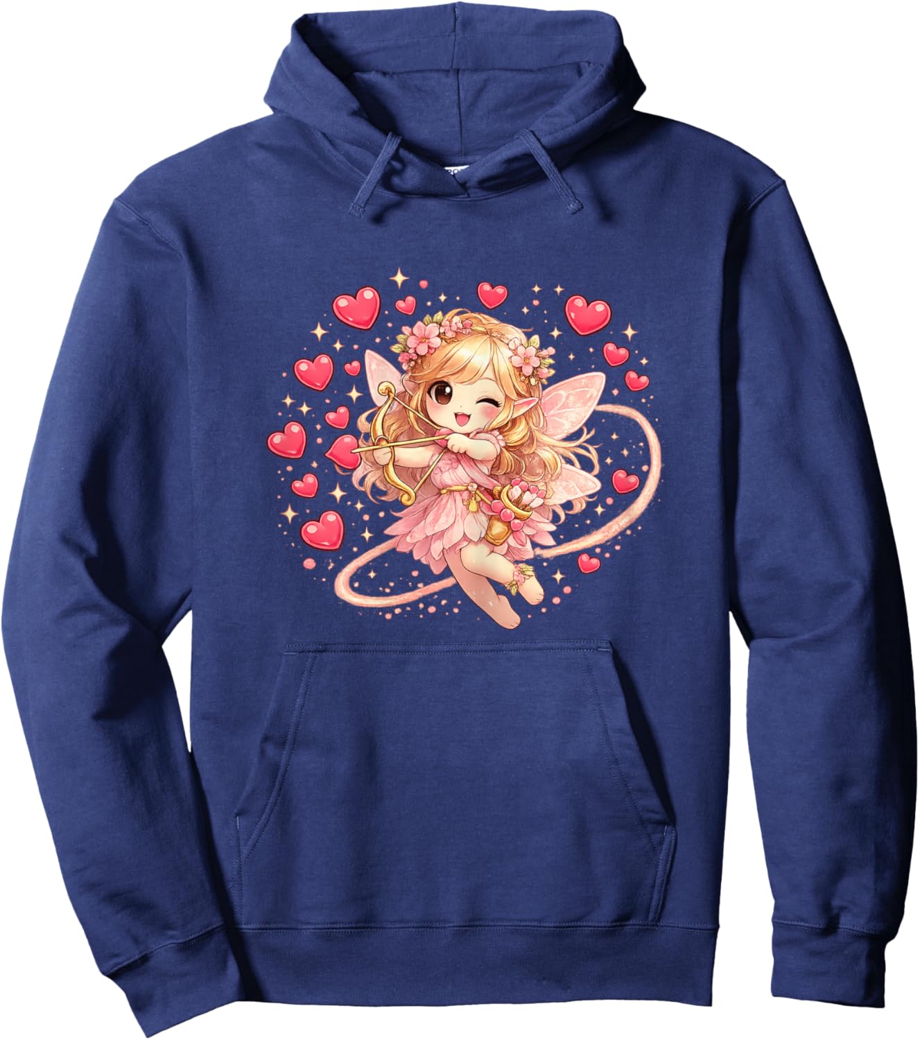 Cute Fairy Valentine Day Outfit Hearts Arrow Love for Girl Hoodie - Hoodie | Navy