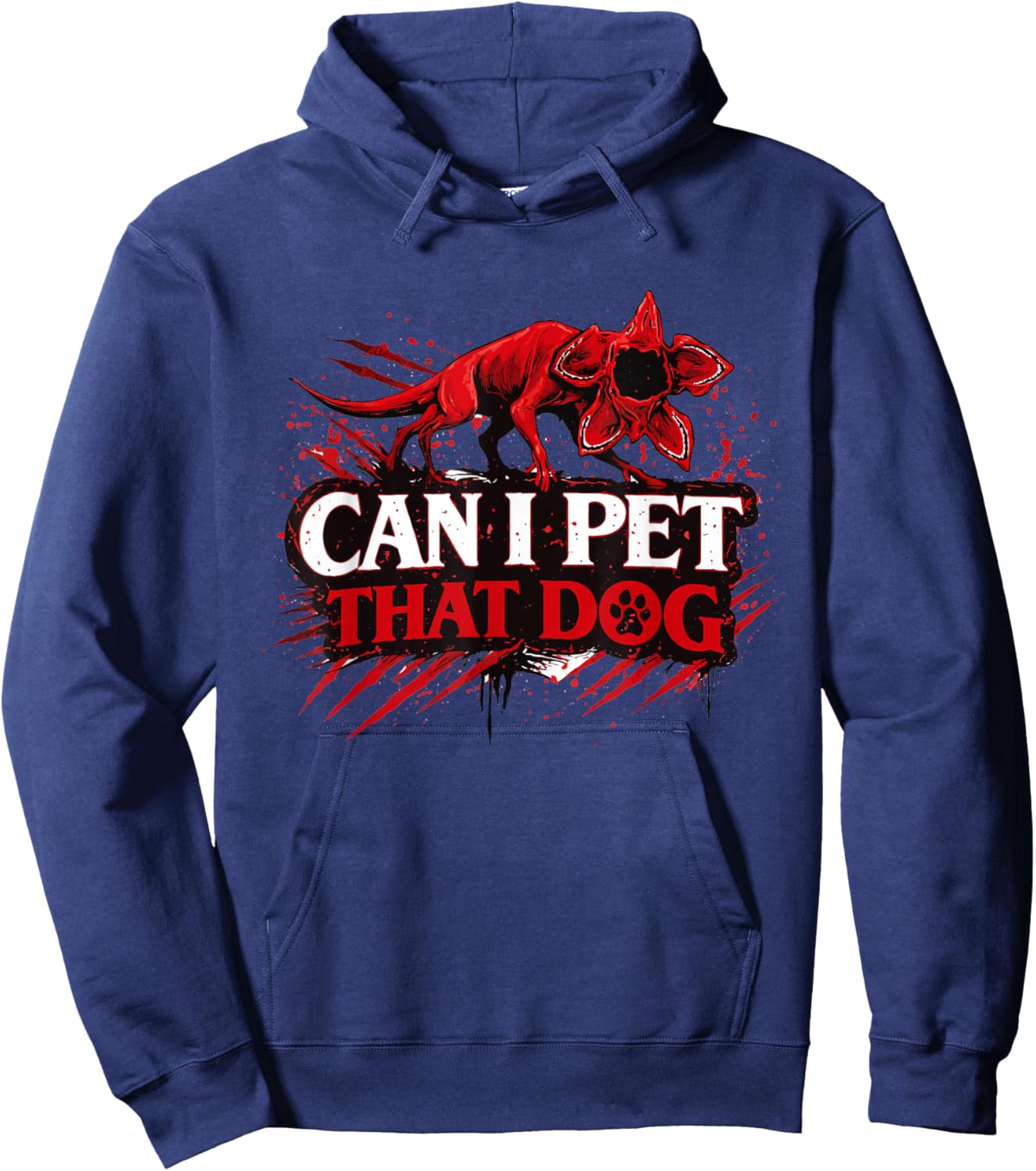 Can I Pet That Dog Demodog Stranger Meme Funny Dog Lover Hoodie - Hoodie | Navy
