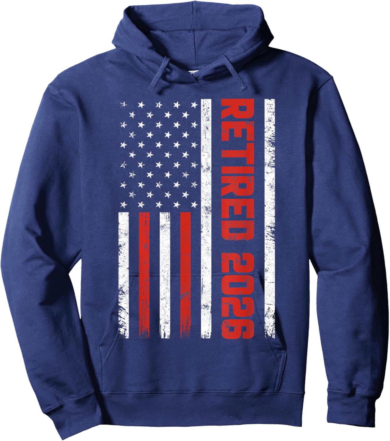 Vintage Retired 2026 American Flag Dad Men Retirement 2026 Hoodie - Hoodie | Navy