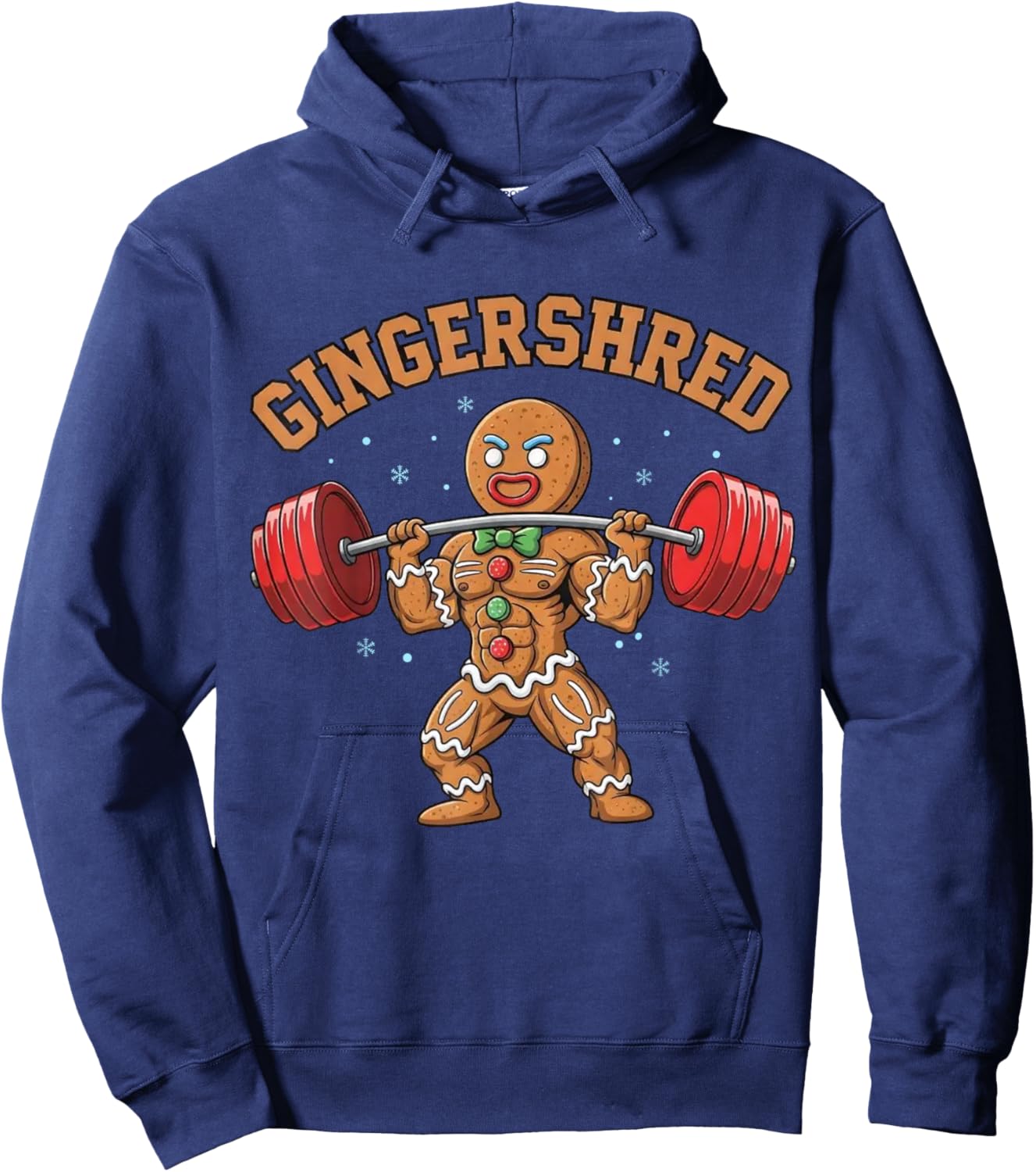 Gingershred Funny Gingerbread Weightlifting Christmas Gym Hoodie - Hoodie | Navy
