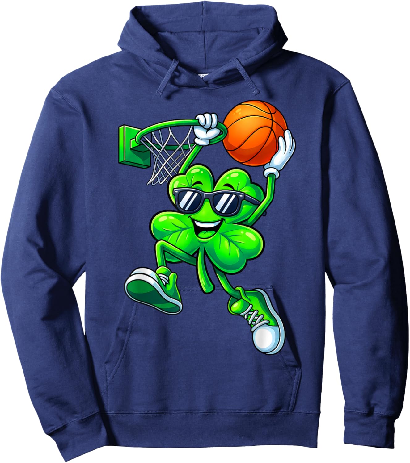 Shamrock Basketball Irish St Patricks Men Boy Kid Apparel Hoodie - Hoodie | Navy