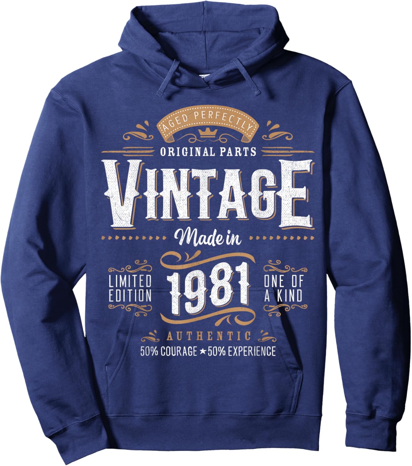 Vintage 1981 Dual Sided 45th Birthday 45 Years Old Hoodie - Hoodie | Navy