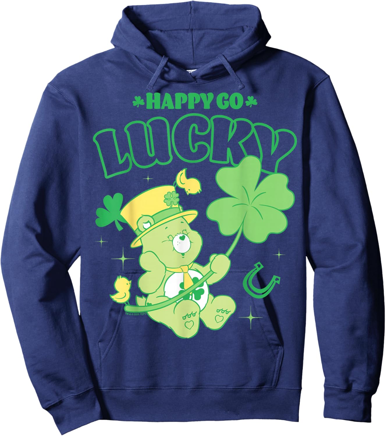 Care Bears St. Patrick's Day Lucky Bear Big Clover Portrait Hoodie - Hoodie | Navy