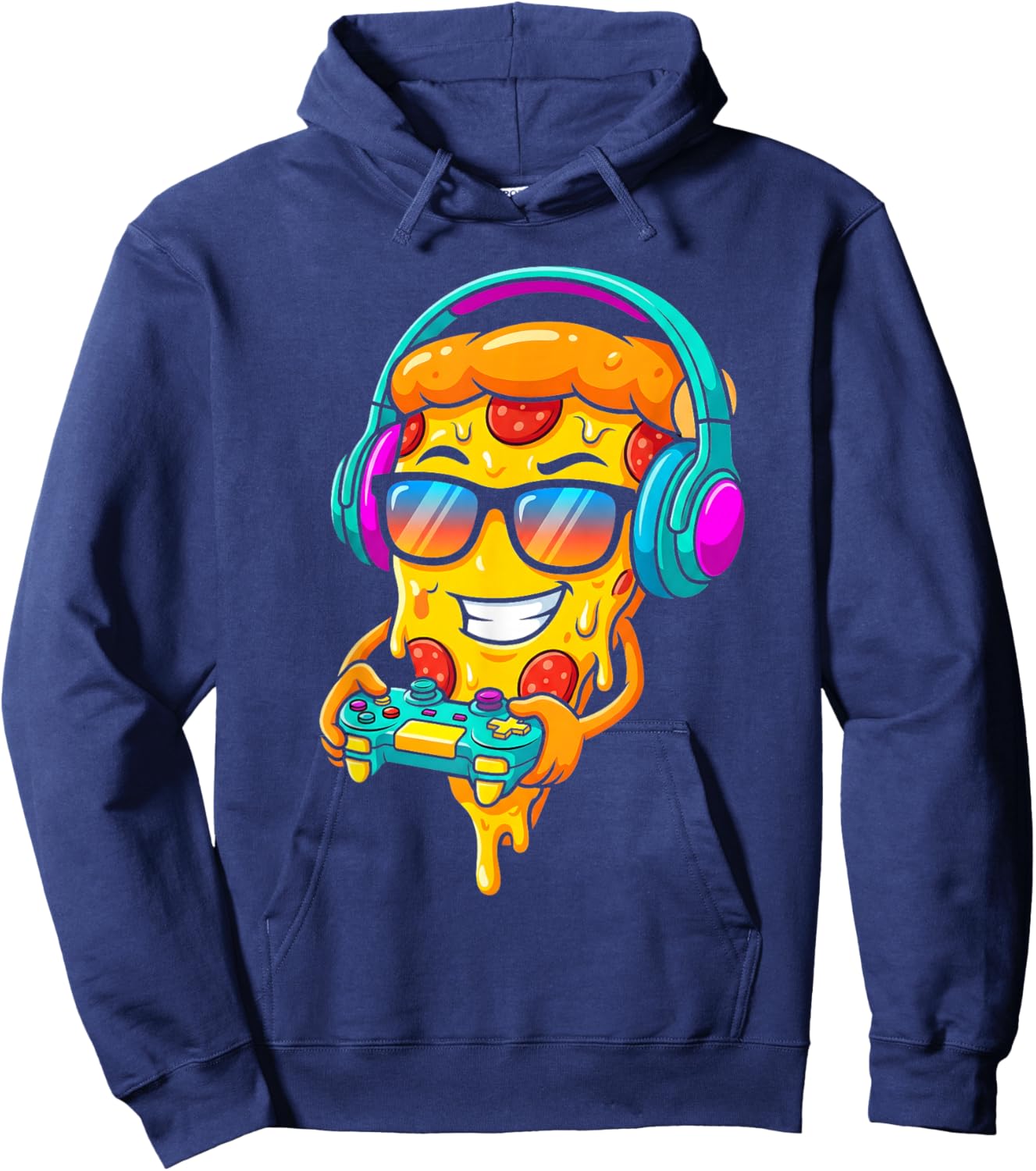 Gamer Pizza Slice Video Gaming Boy Enthusiast Gamer Teen Hoodie - Hoodie | Navy
