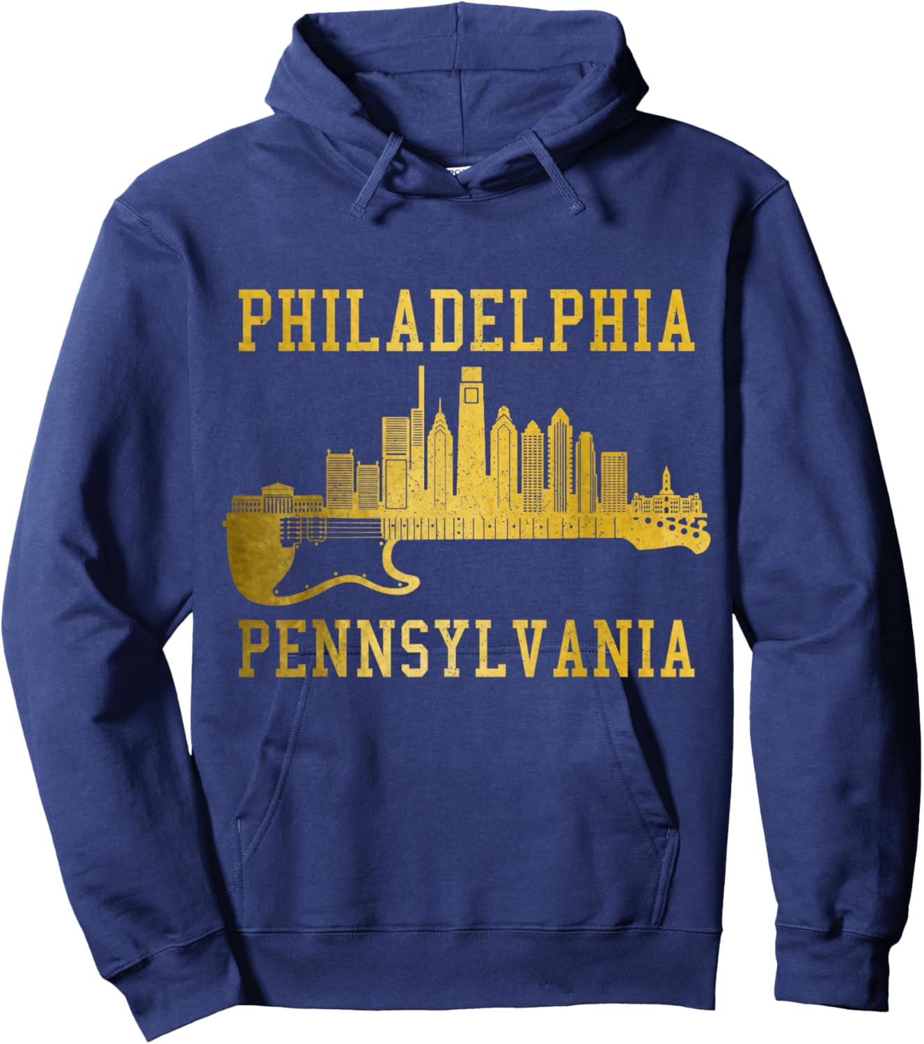 Philadelphia Pennsylvania Guitar Skyline Pride Souvenirs Hoodie - Hoodie | Navy