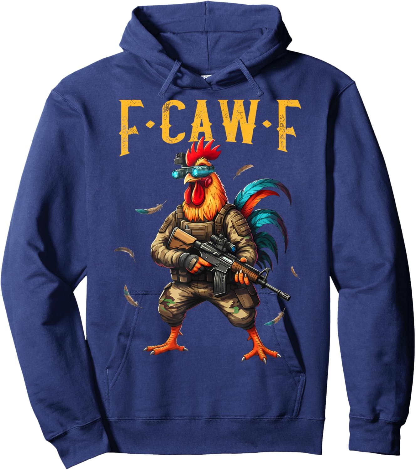 F-Caw-F Camo Chicken Tactical Rooster Military Funny Fcawf Hoodie - Hoodie | Navy