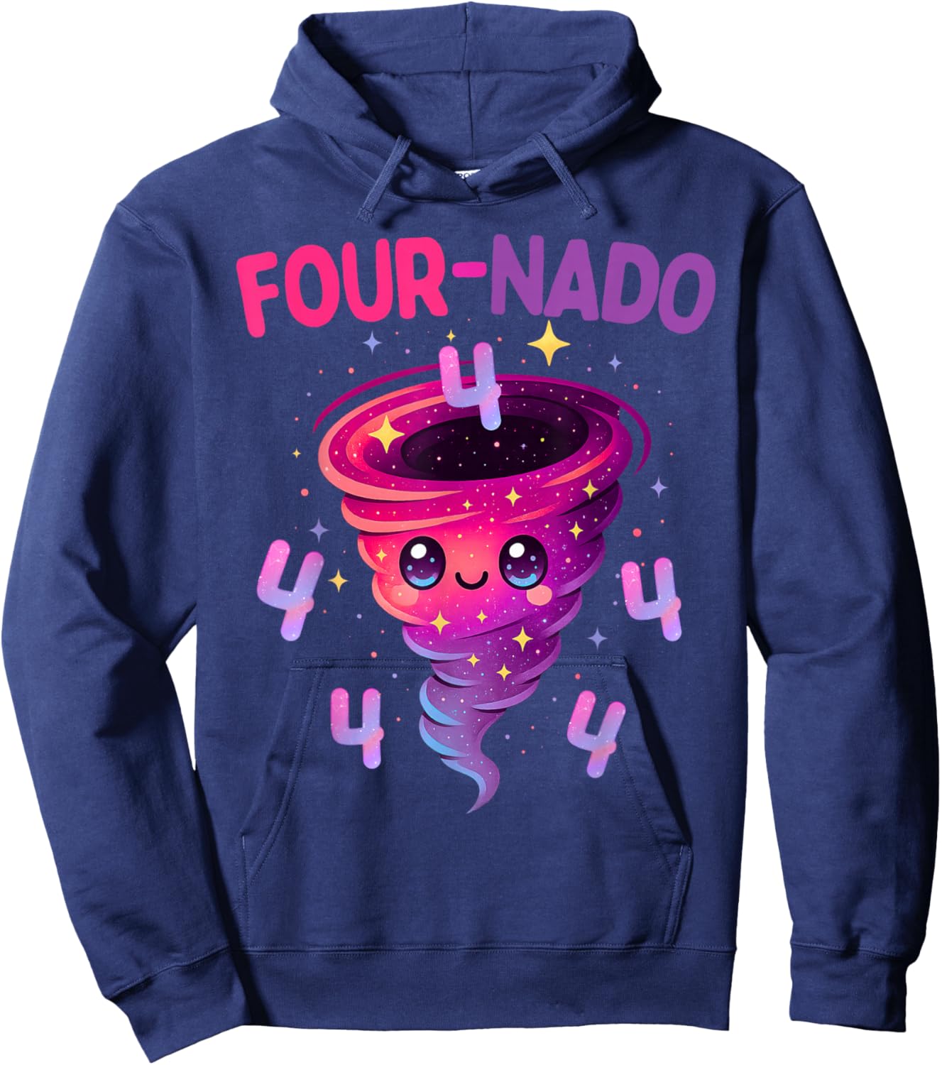 Four Nado Warning 4th Birthday Cute Tornado Themed Kids Hoodie - Hoodie | Navy