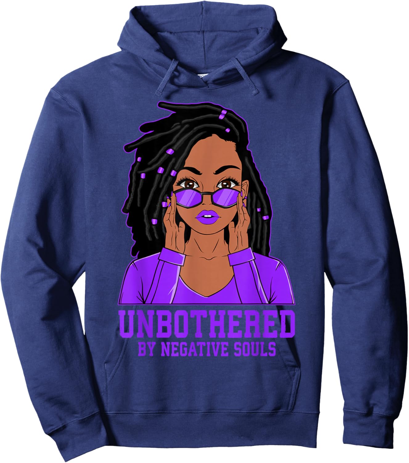 Unbothered Dreadlocks Loc'd Hair Black Woman Girl Hoodie - Hoodie | Navy