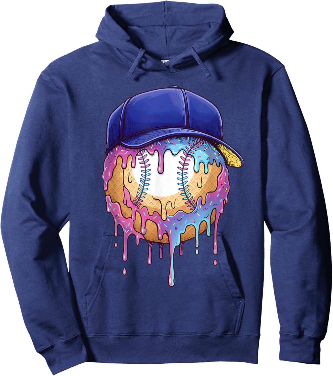 Baseball Drip for Boys Ice Cream Drip Baseball Sport Lover Hoodie - Hoodie | Navy