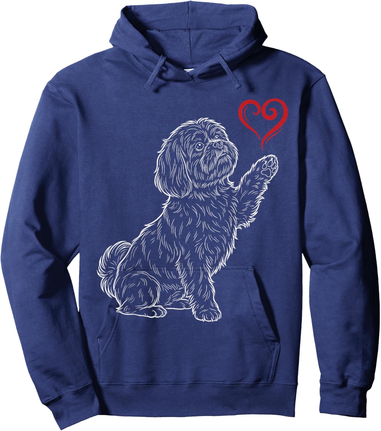 Shih Tzu Lover Dog Art Holding Heart Valentines Hoodie - Hoodie | Navy