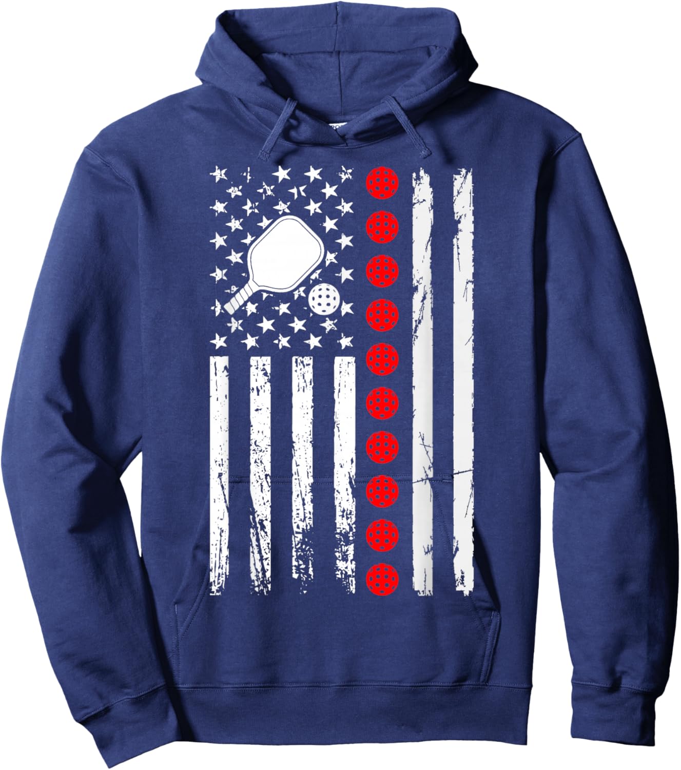 Pickleball American Flag Pickleball Player Paddleball Lover Hoodie - Hoodie | Navy