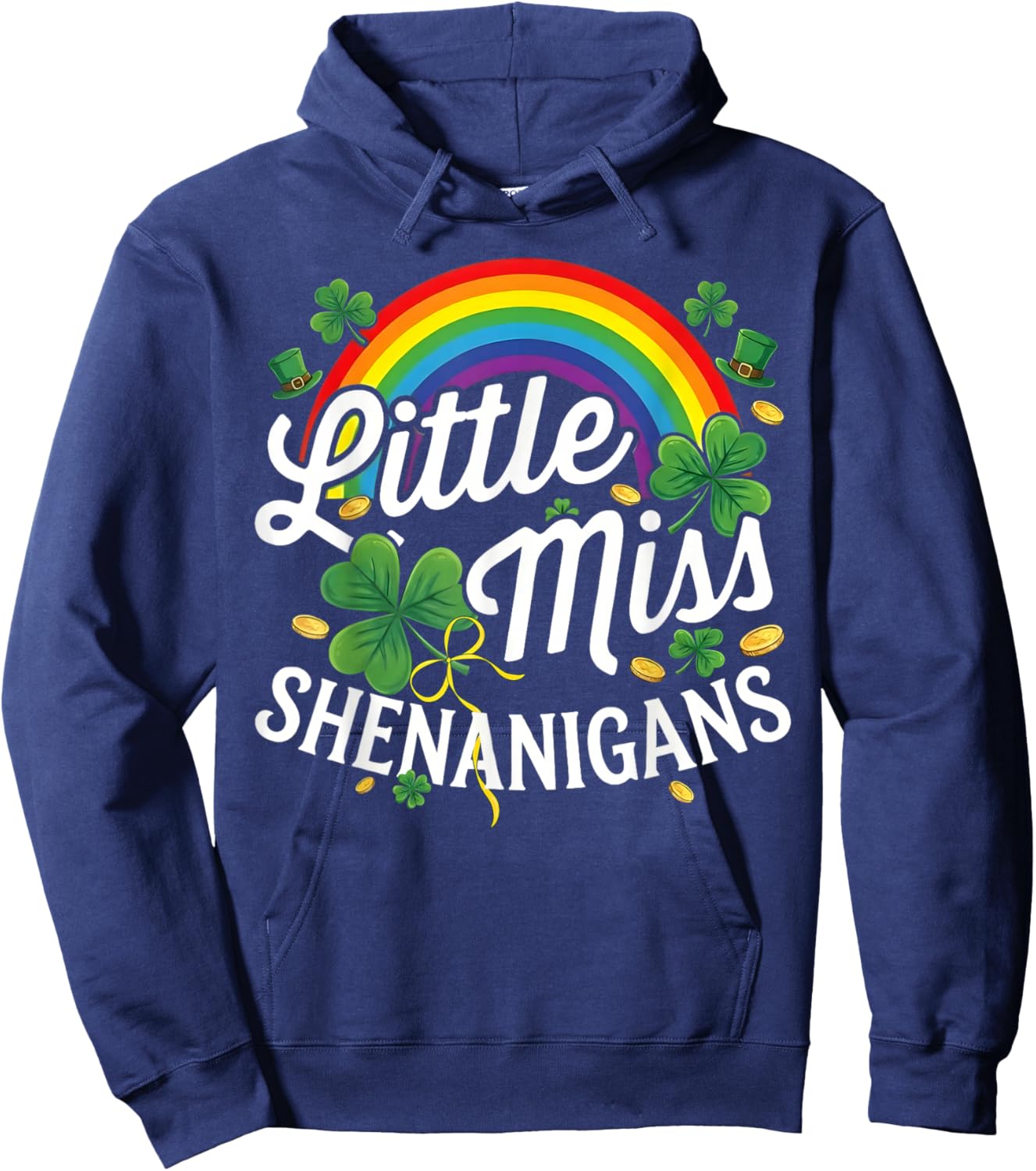 Little Miss Shenanigans St Patrick's Day Lucky Irish Girl Hoodie - Hoodie | Navy