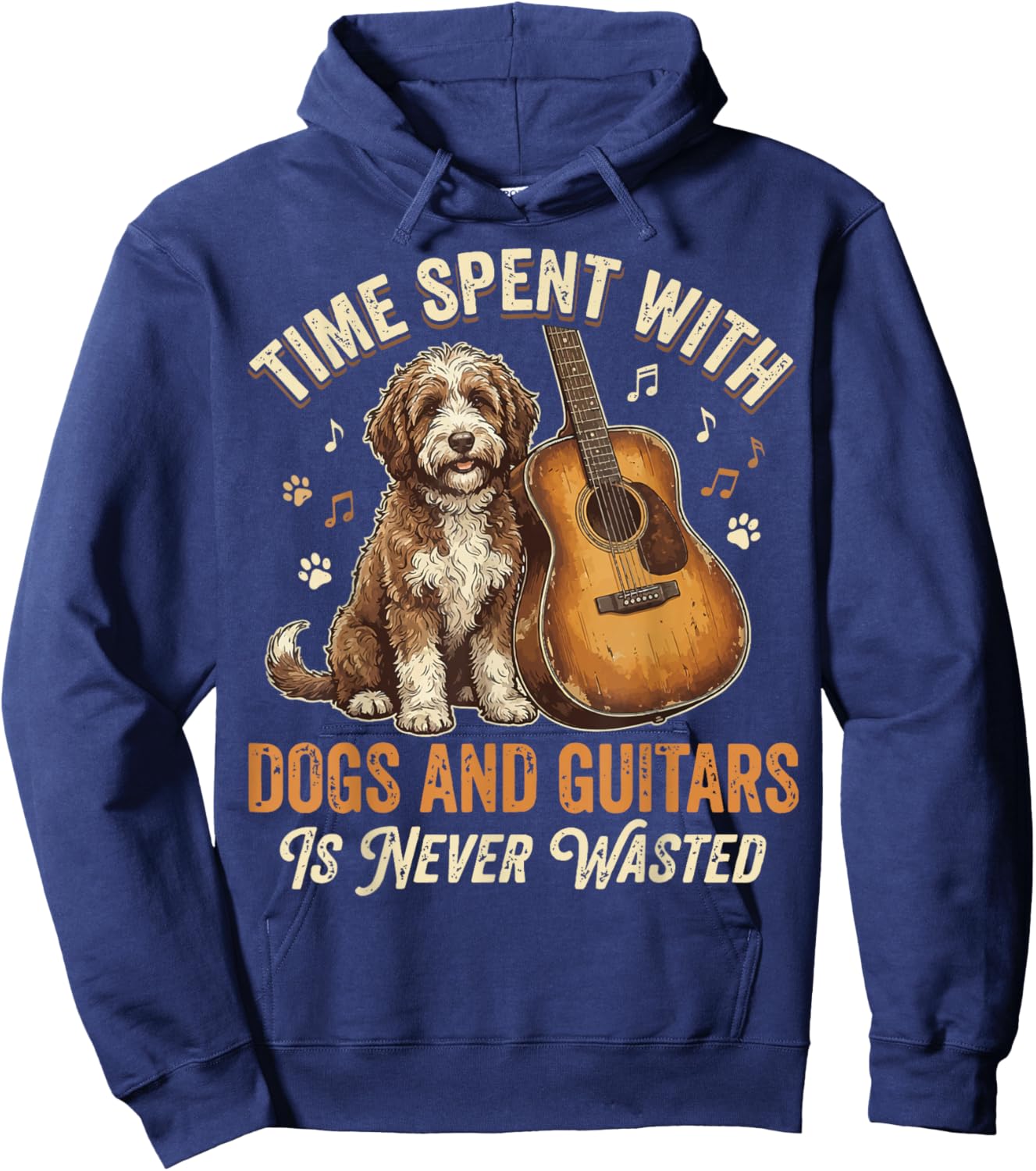 Time Spent with Dogs and Guitars is Never Wasted Hoodie - Hoodie | Navy