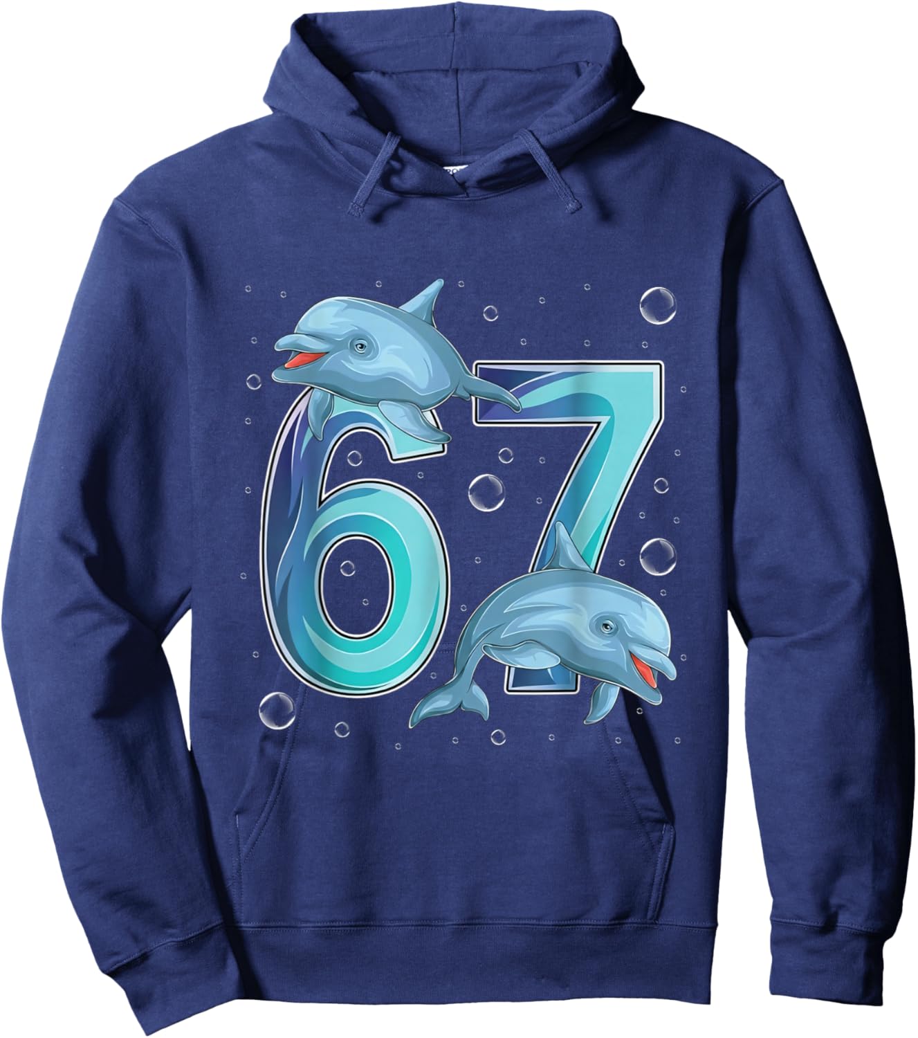 Dolphins 6 7 Six Seven Funny Birthday Under The Sea Design Hoodie - Hoodie | Navy