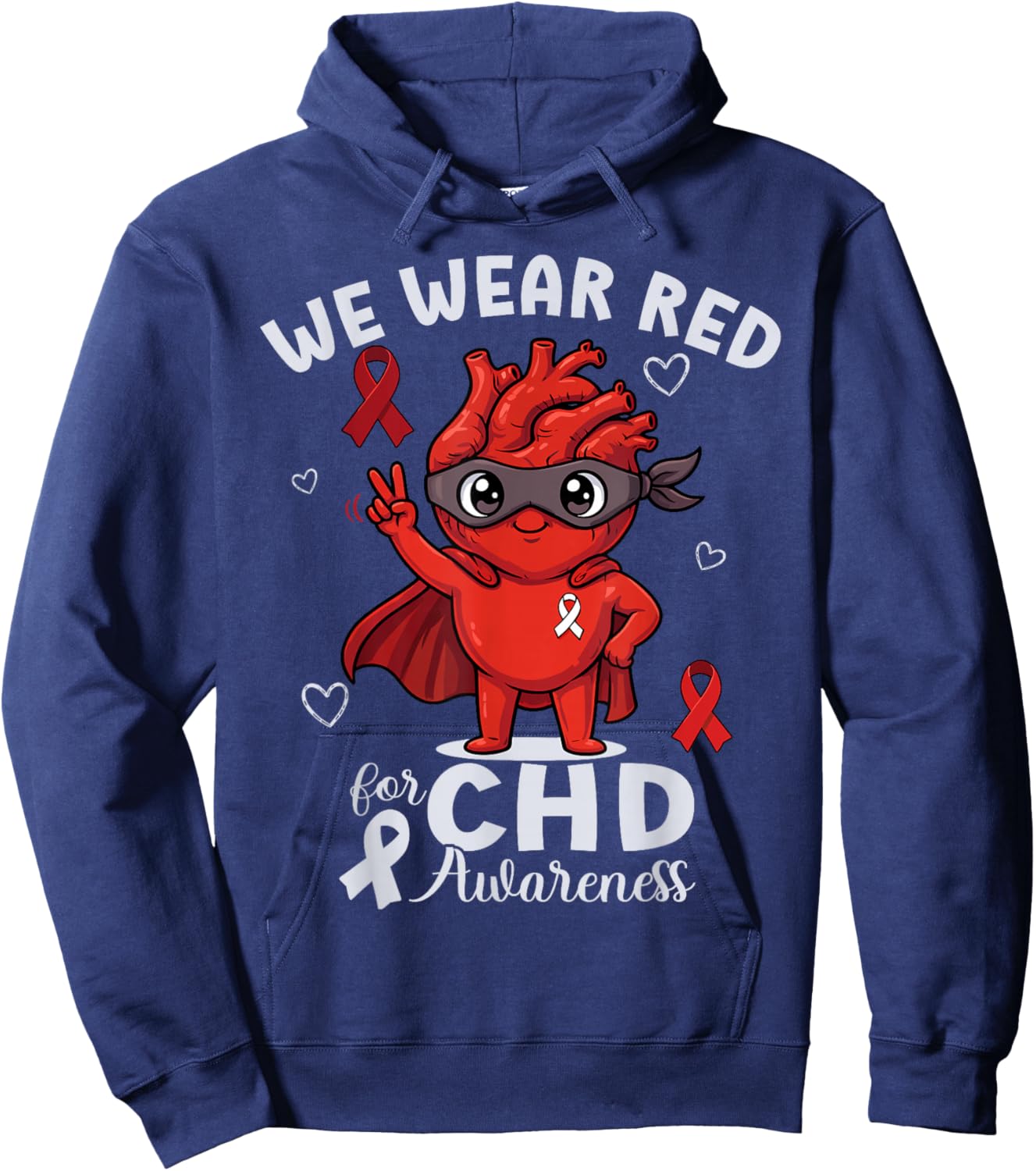 We Wear Red CHD Awareness Week Heart Disease Month Hoodie - Hoodie | Navy