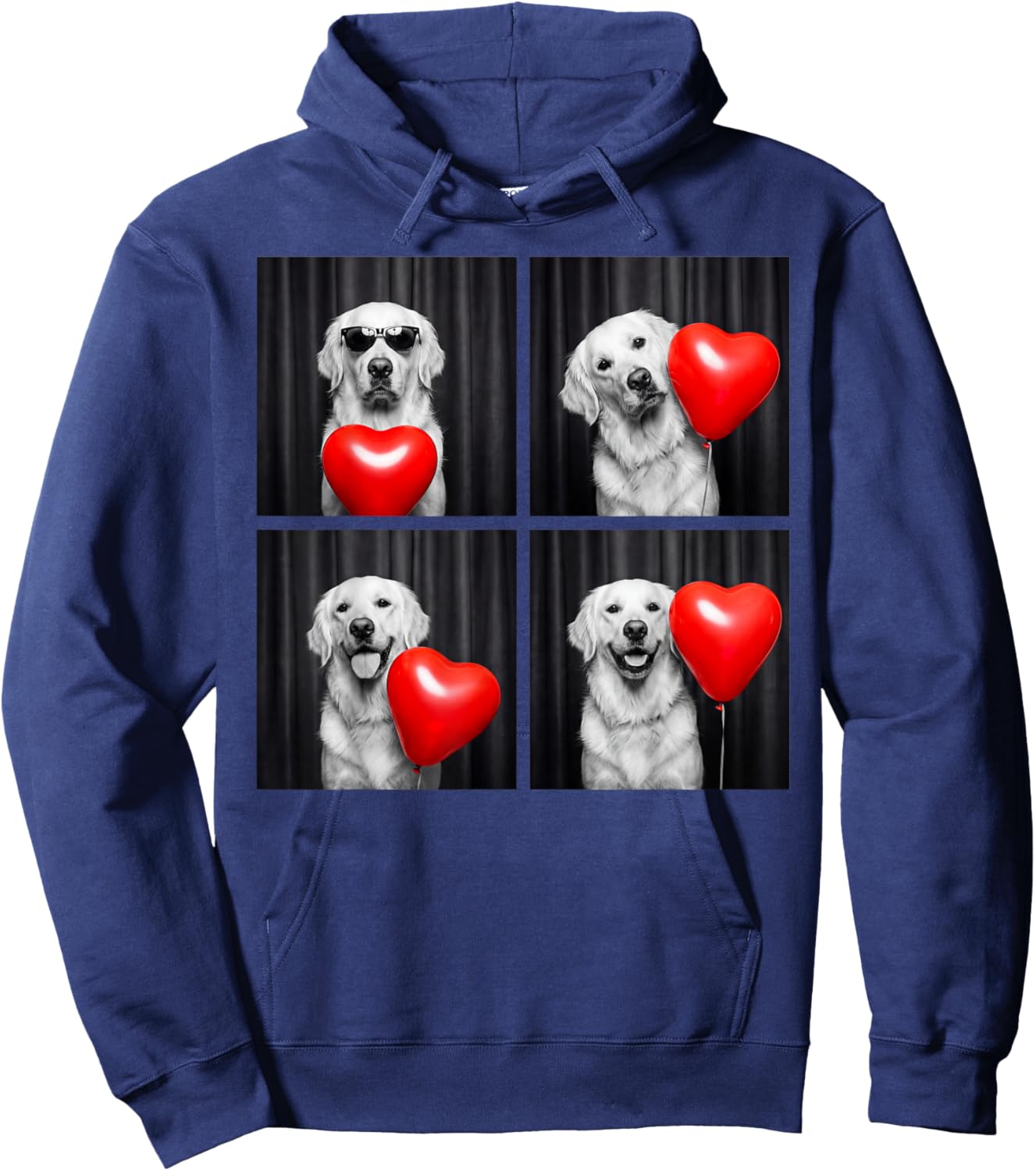 Funny Golden Retriever Photobooth Dog Lover Valentines Hoodie - Hoodie | Navy