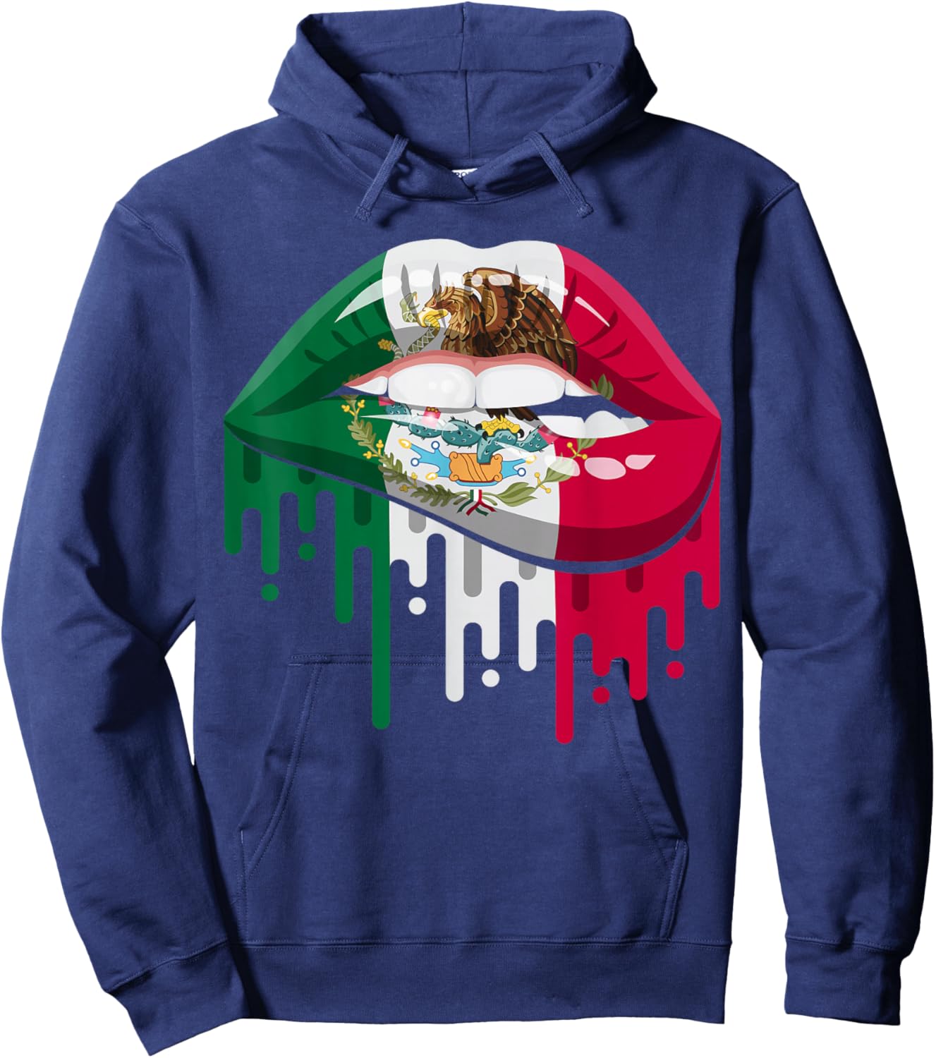 Mexican National Flag Women Lips Mexico Fan Pride Heritage Hoodie - Hoodie | Navy