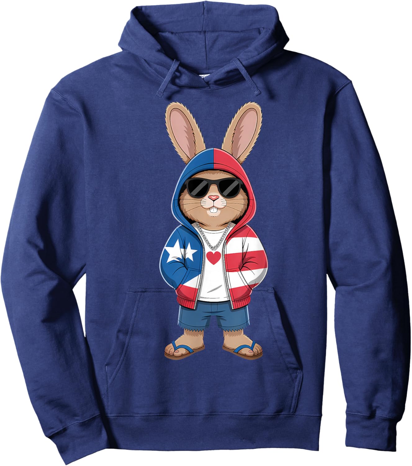 Puerto Rico Flag Bunny Puerto Rican Rabbit Hoodie - Hoodie | Navy