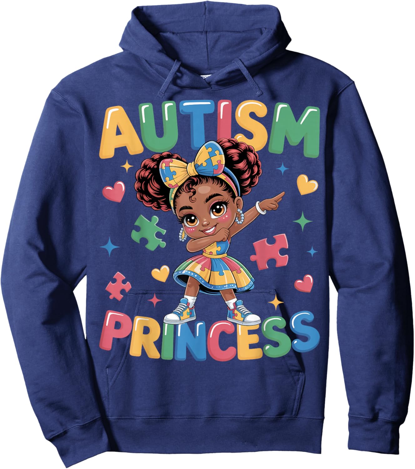 Autism Princess Coquette Bow Daughter Autism Awareness Girls Hoodie - Hoodie | Navy