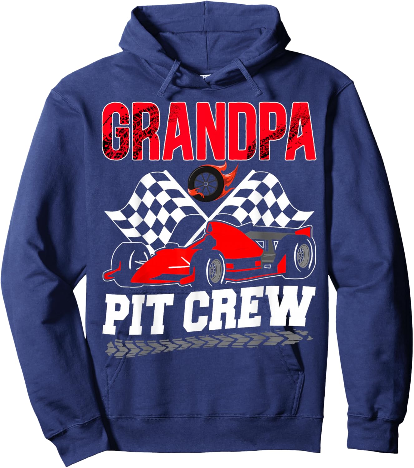 Grandpa Pit Crew Racing Family Race Car Birthday Boy Hoodie - Hoodie | Navy