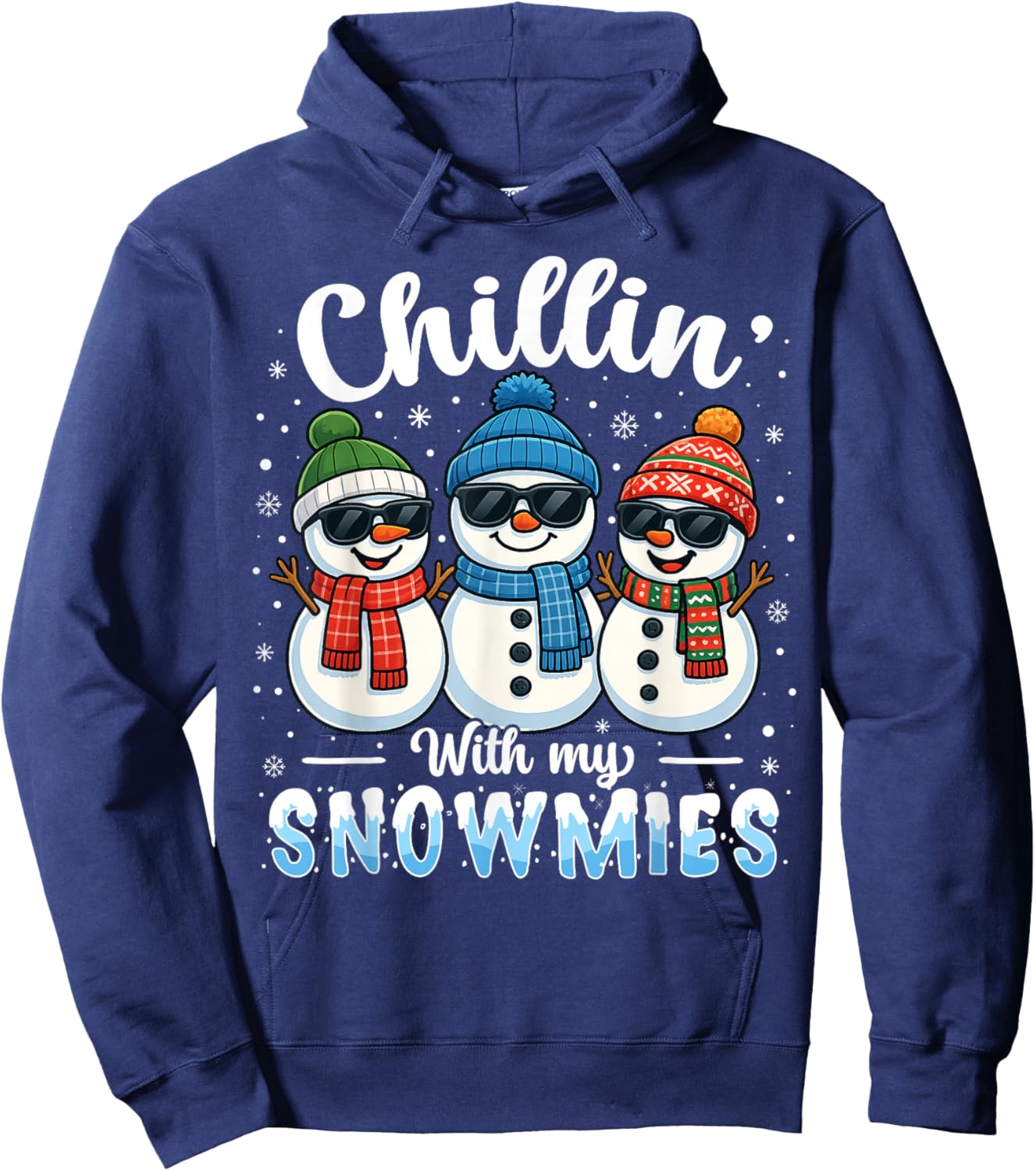Chillin with My Snowmies Funny Snowman Christmas Kids Boys Hoodie - Hoodie | Navy