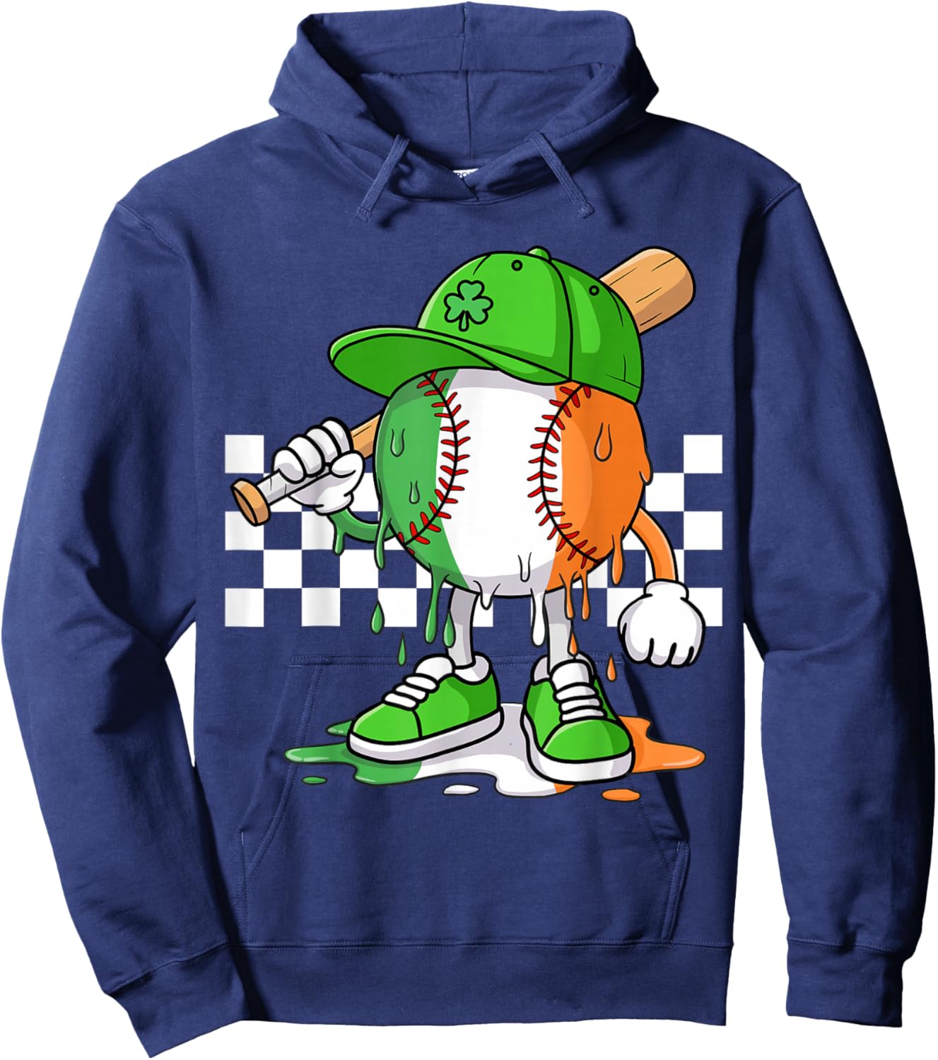 Boys St Patricks Day Irish Flag Kids Baseball Ice Cream Drip Hoodie - Hoodie | Navy