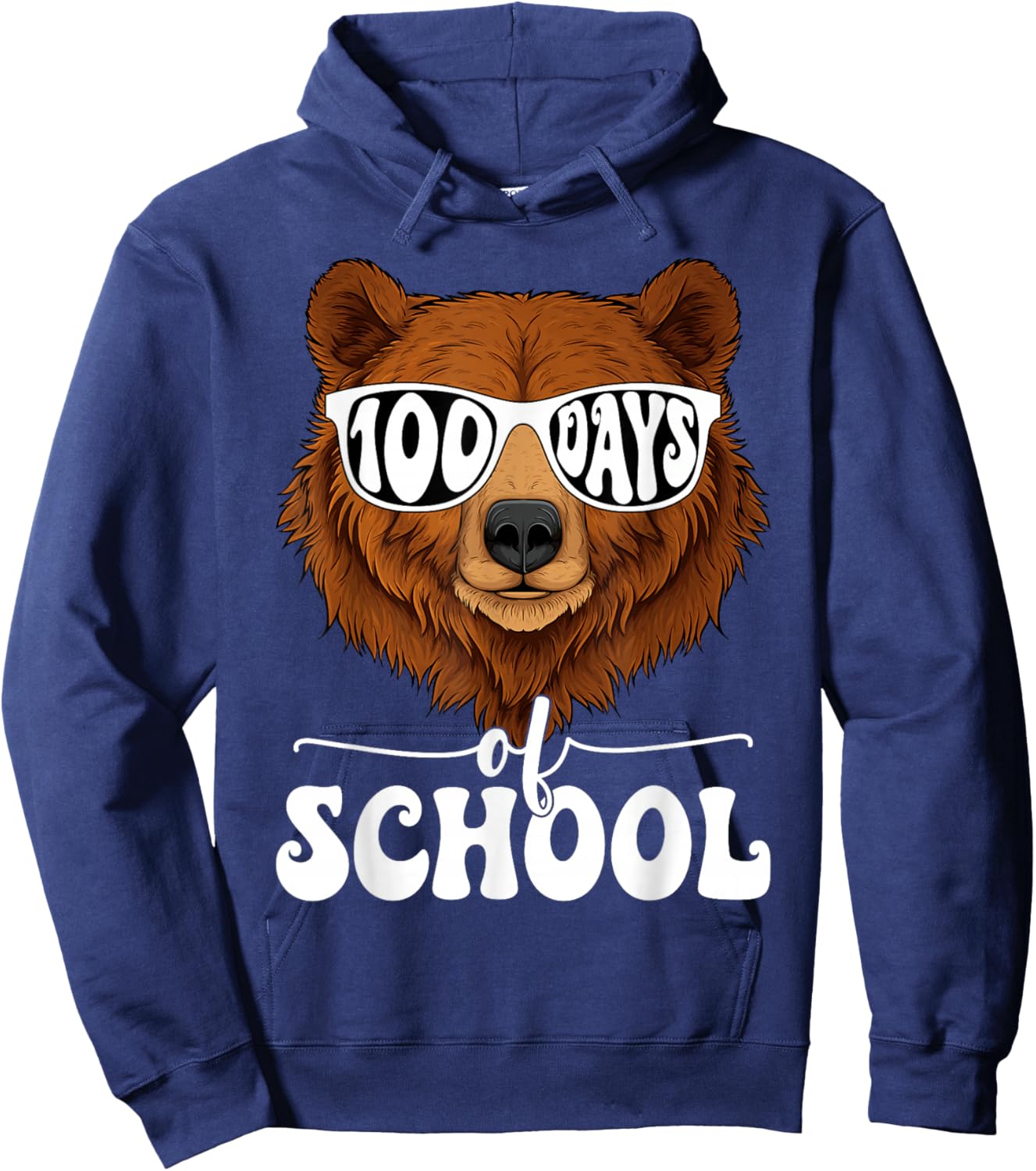 Cute 100 Days of School Bear 100th Day of School Boys Kids Hoodie - Hoodie | Navy