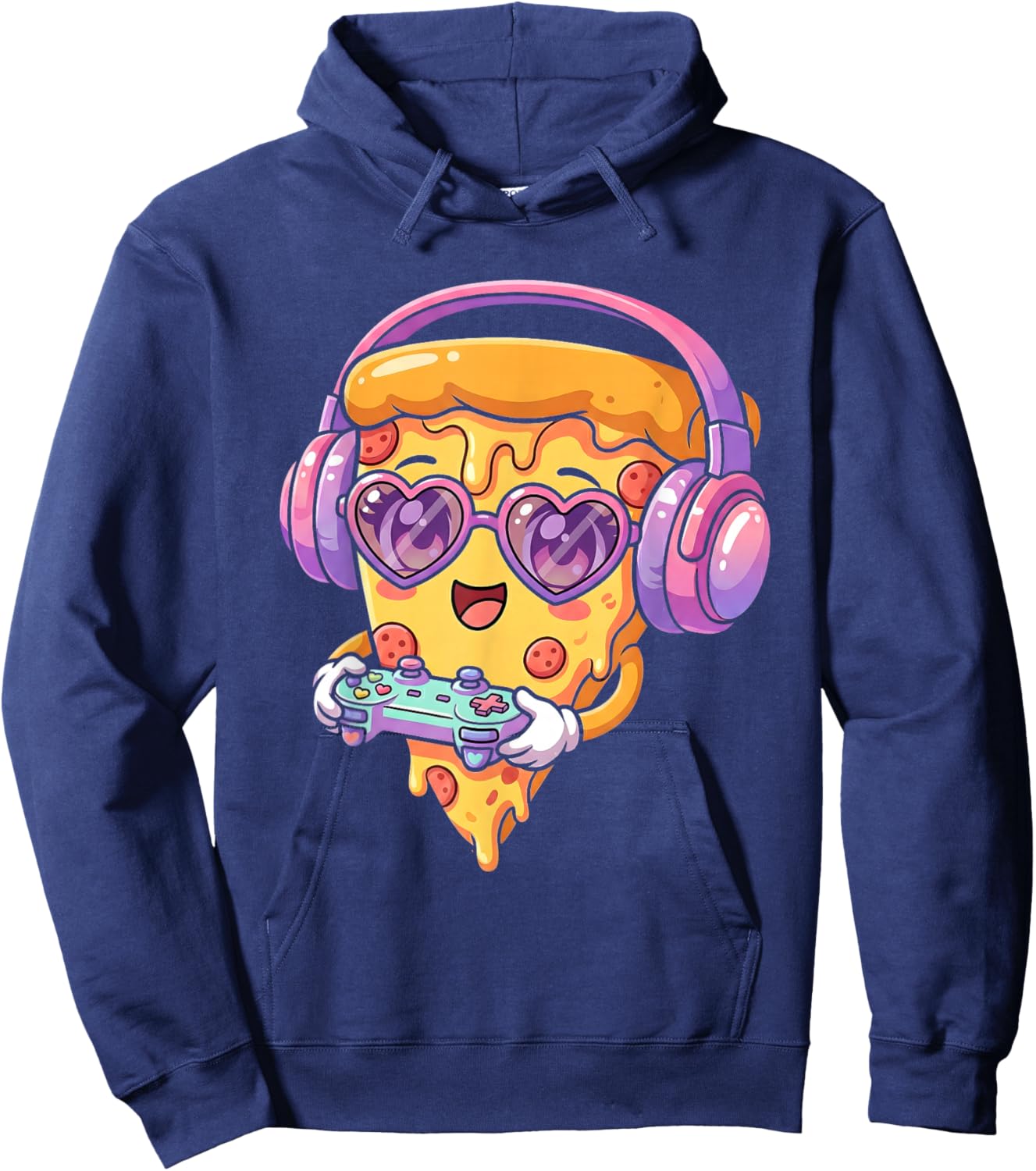 Gamer Pizza Slice Video Gaming Girl Enthusiast Gamer Teen Hoodie - Hoodie | Navy