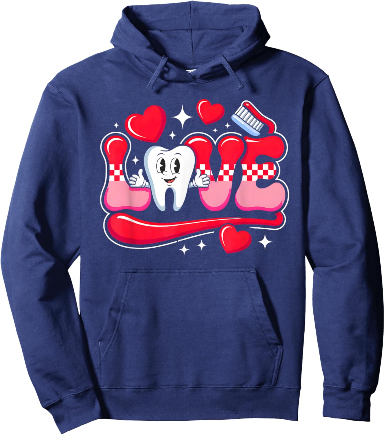Valentines Day Funny Love Tooth Dental Life Heart Hoodie - Hoodie | Navy