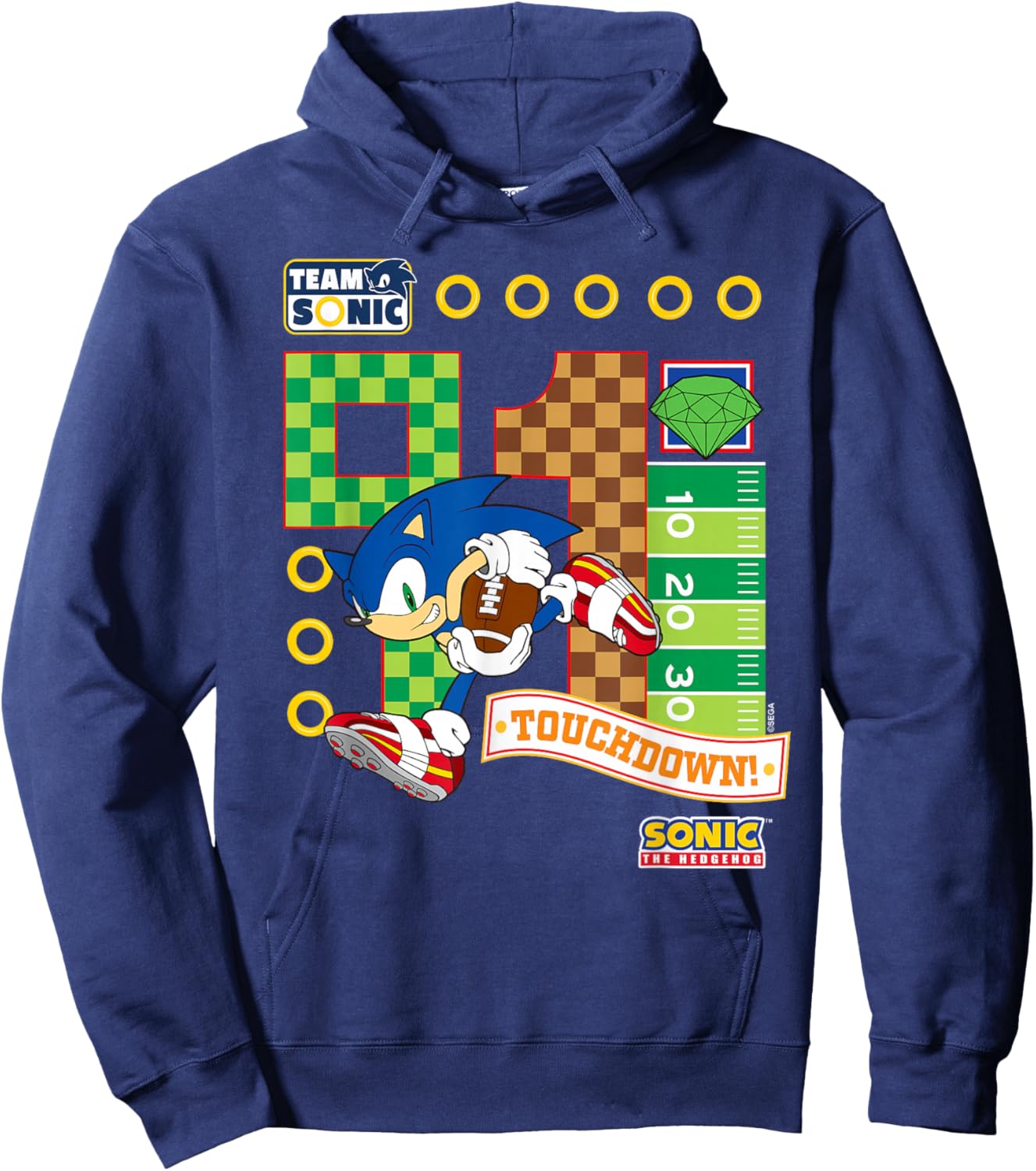 Sonic The Hedgehog - Team Sonic Touchdown Hoodie - Hoodie | Navy