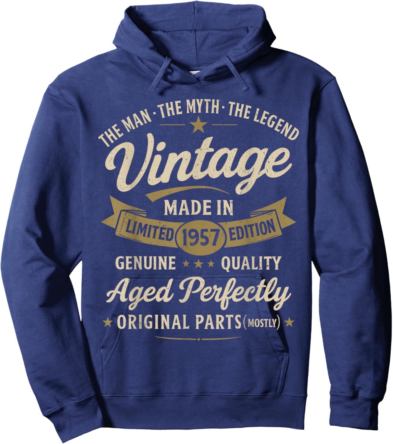 69th Birthday Gift Vintage 1957 Men Funny 69 Years Old 1957 Hoodie - Hoodie | Navy