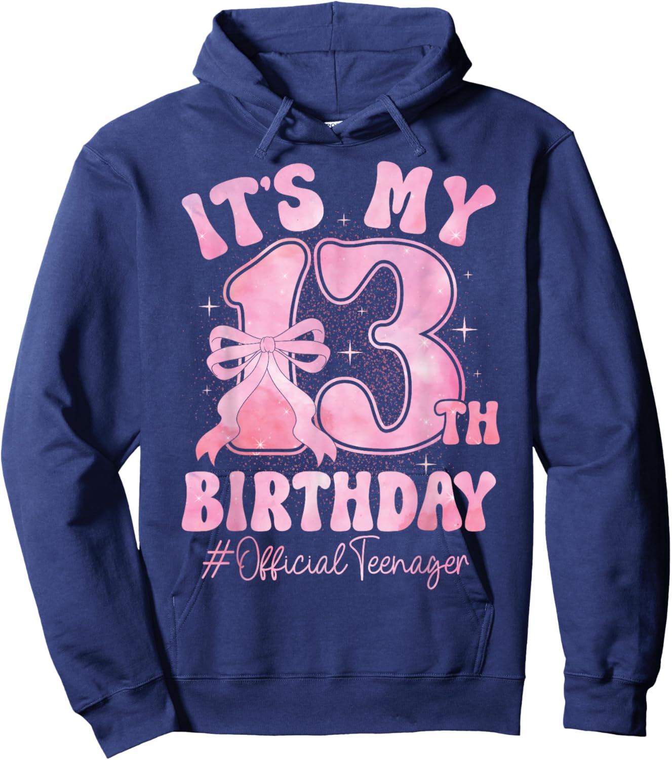 13 Year Old Coquette Bow Official Teenager 13th Birthday Hoodie - Hoodie | Navy